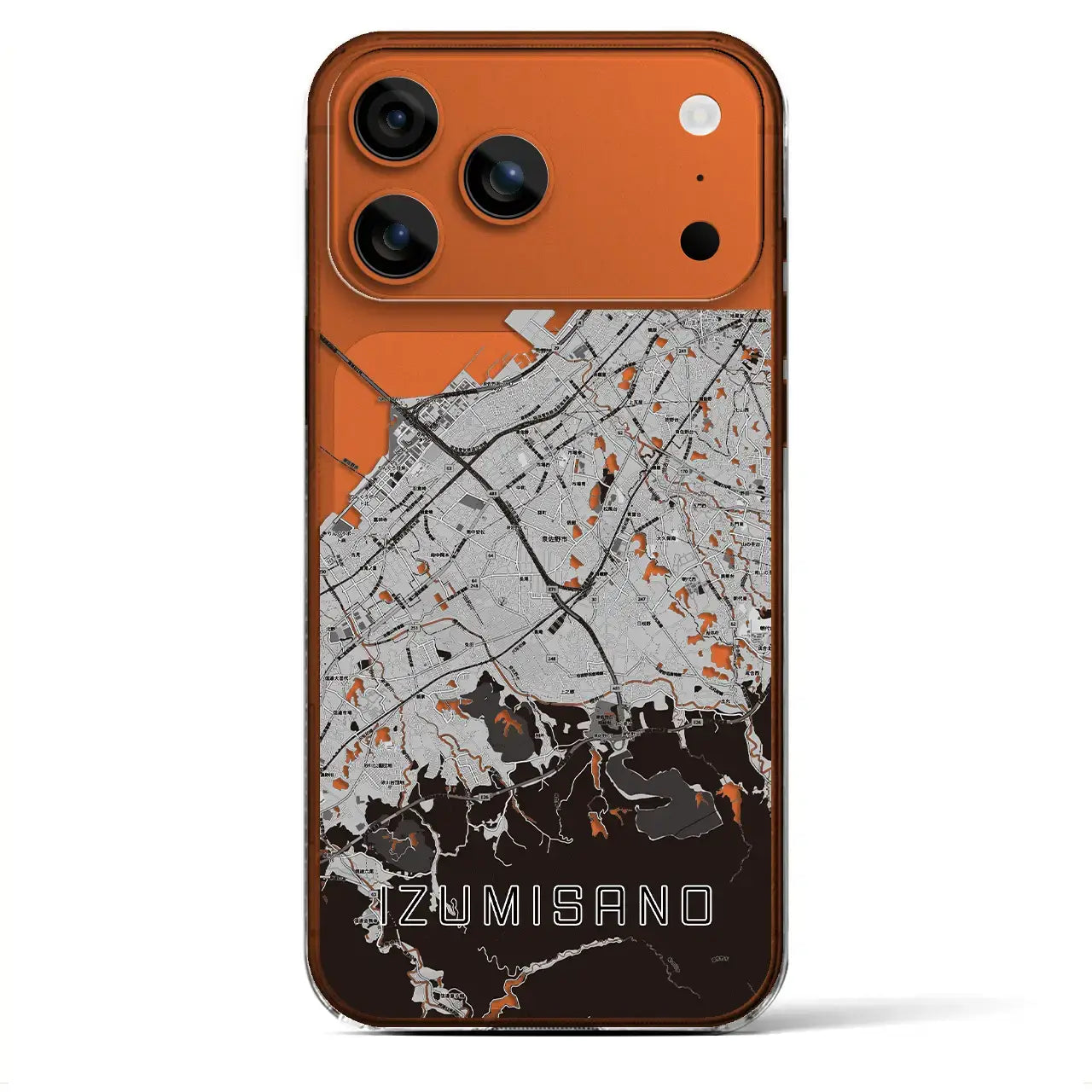 【泉佐野(大阪府)】地図柄iPhoneケース(クリアタイプ)モノトーン・iPhone 17 Pro Max 用