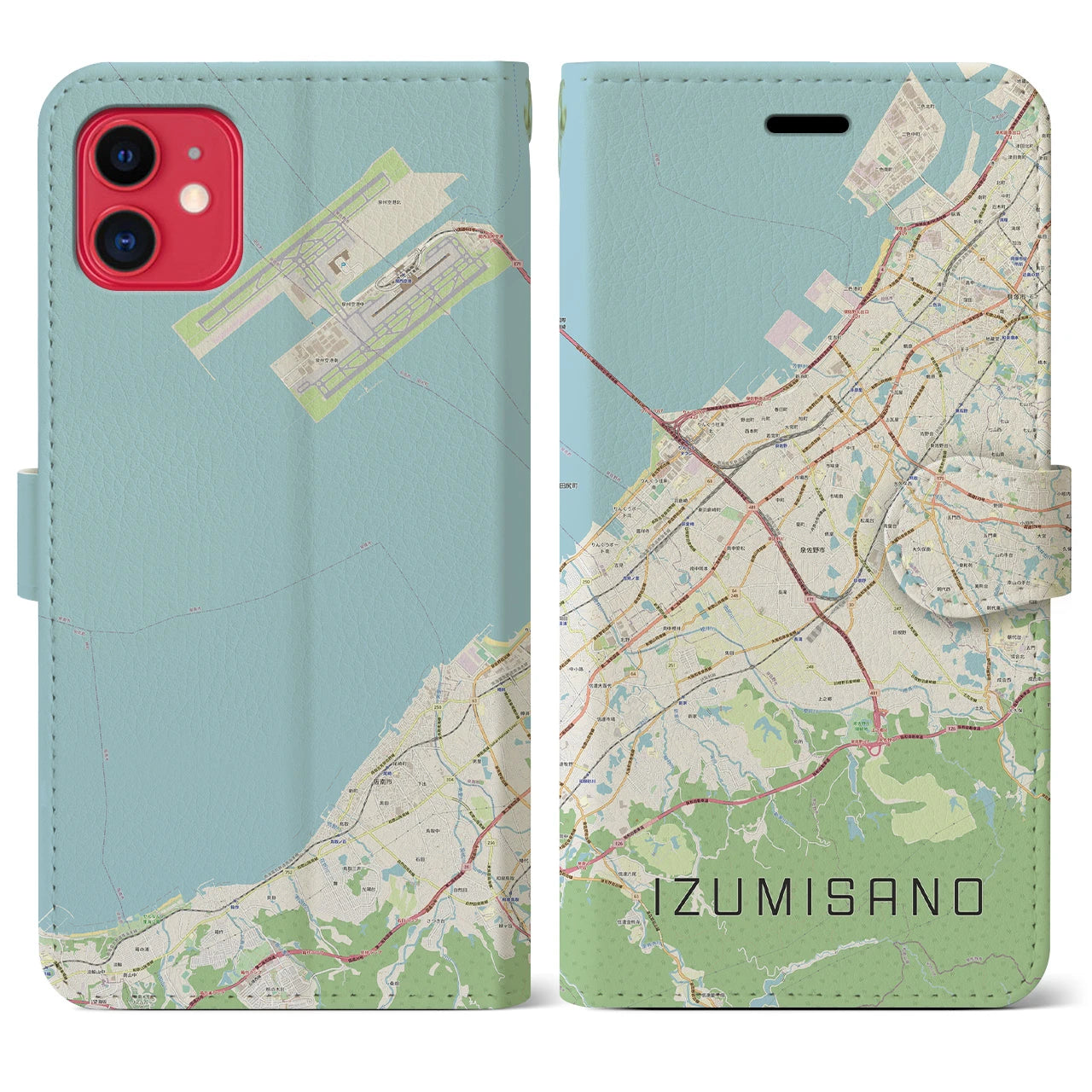 【泉佐野(大阪府)】地図柄iPhoneケース(手帳タイプ)ナチュラル・iPhone 11 用
