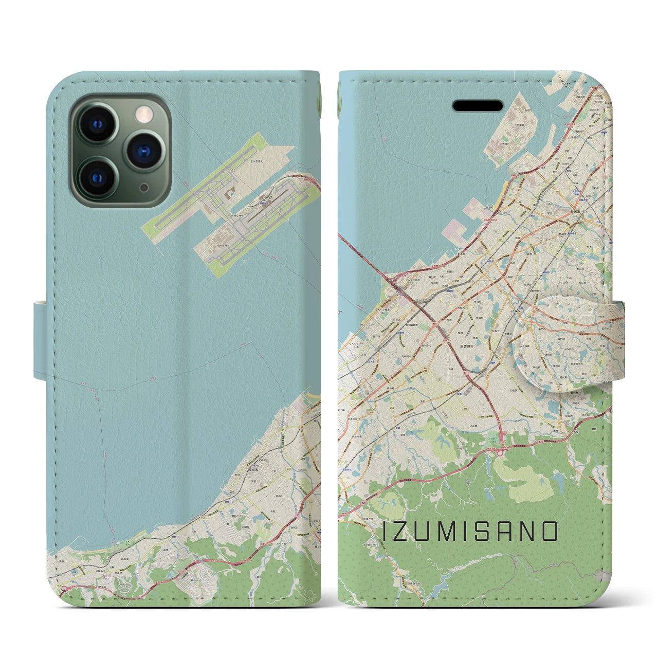 【泉佐野(大阪府)】地図柄iPhoneケース(手帳タイプ)ナチュラル・iPhone 11 Pro 用