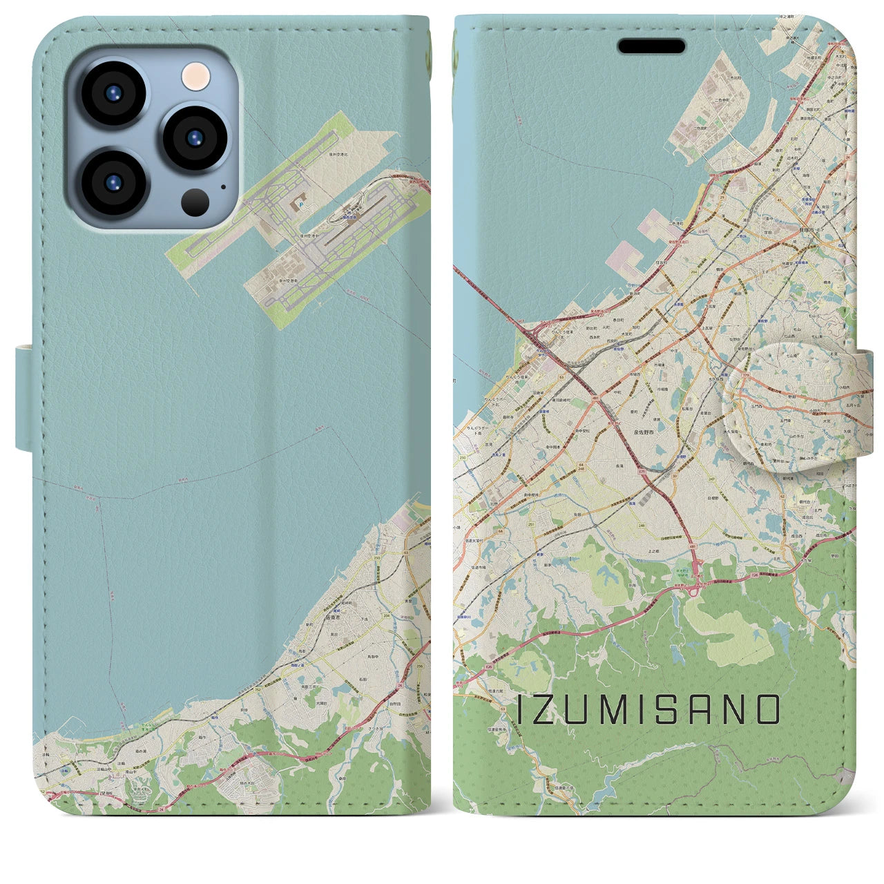 【泉佐野(大阪府)】地図柄iPhoneケース(手帳タイプ)ナチュラル・iPhone 13 Pro Max 用
