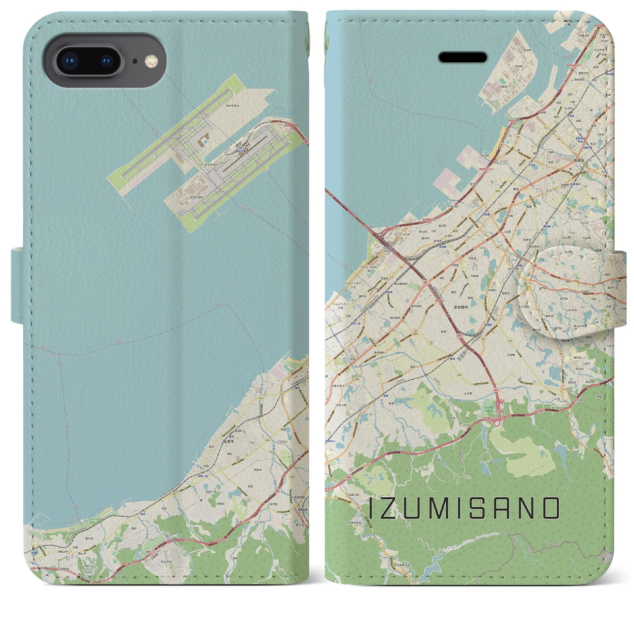 【泉佐野(大阪府)】地図柄iPhoneケース(手帳タイプ)ナチュラル・iPhone 8Plus /7Plus / 6sPlus / 6Plus 用