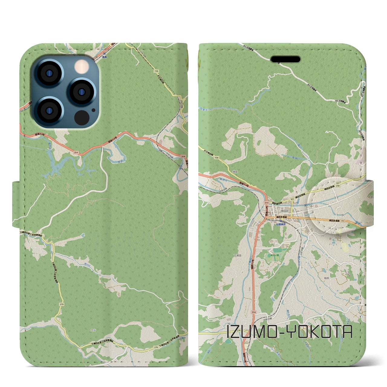 【出雲横田(島根県)】地図柄iPhoneケース(手帳タイプ)