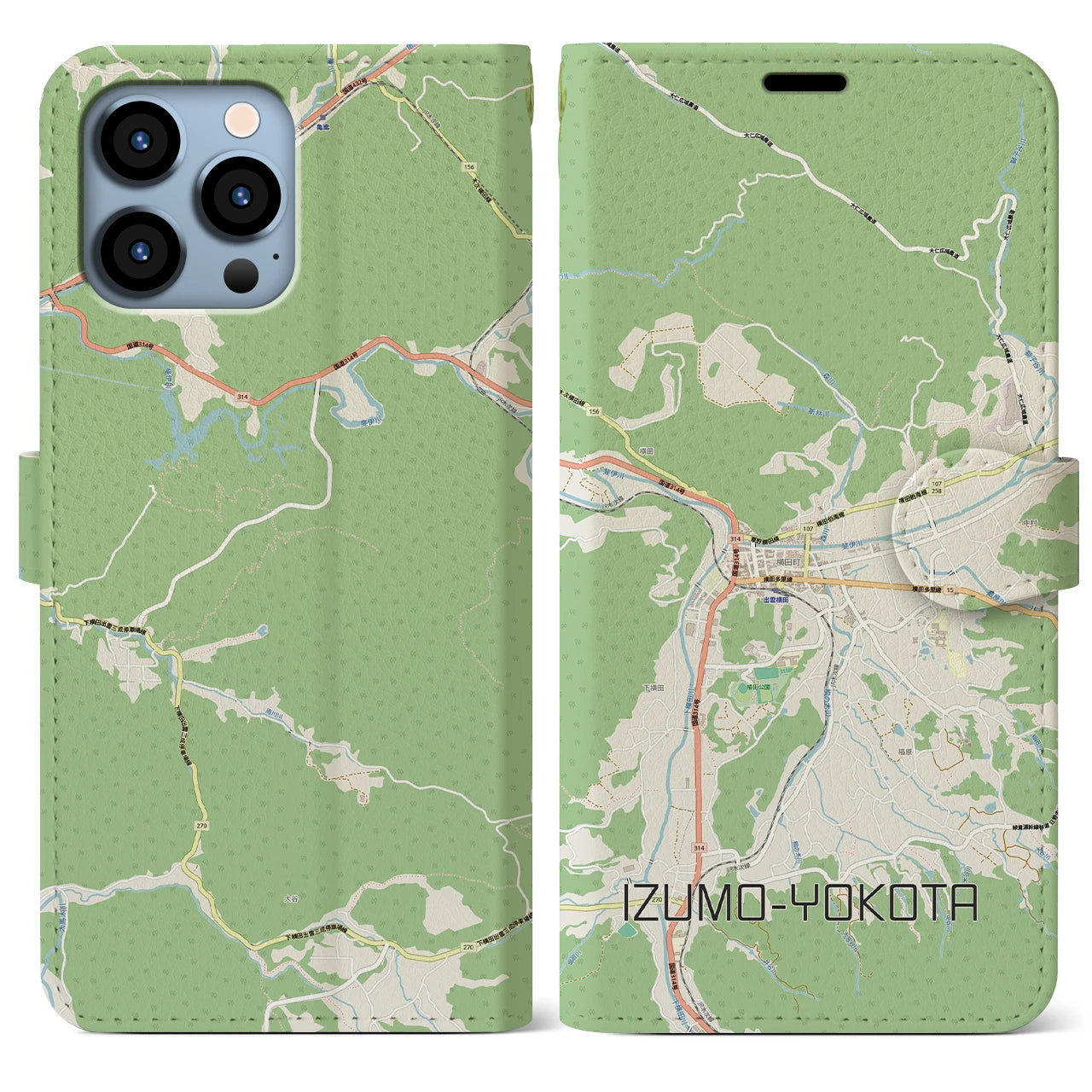 【出雲横田(島根県)】地図柄iPhoneケース(手帳タイプ)