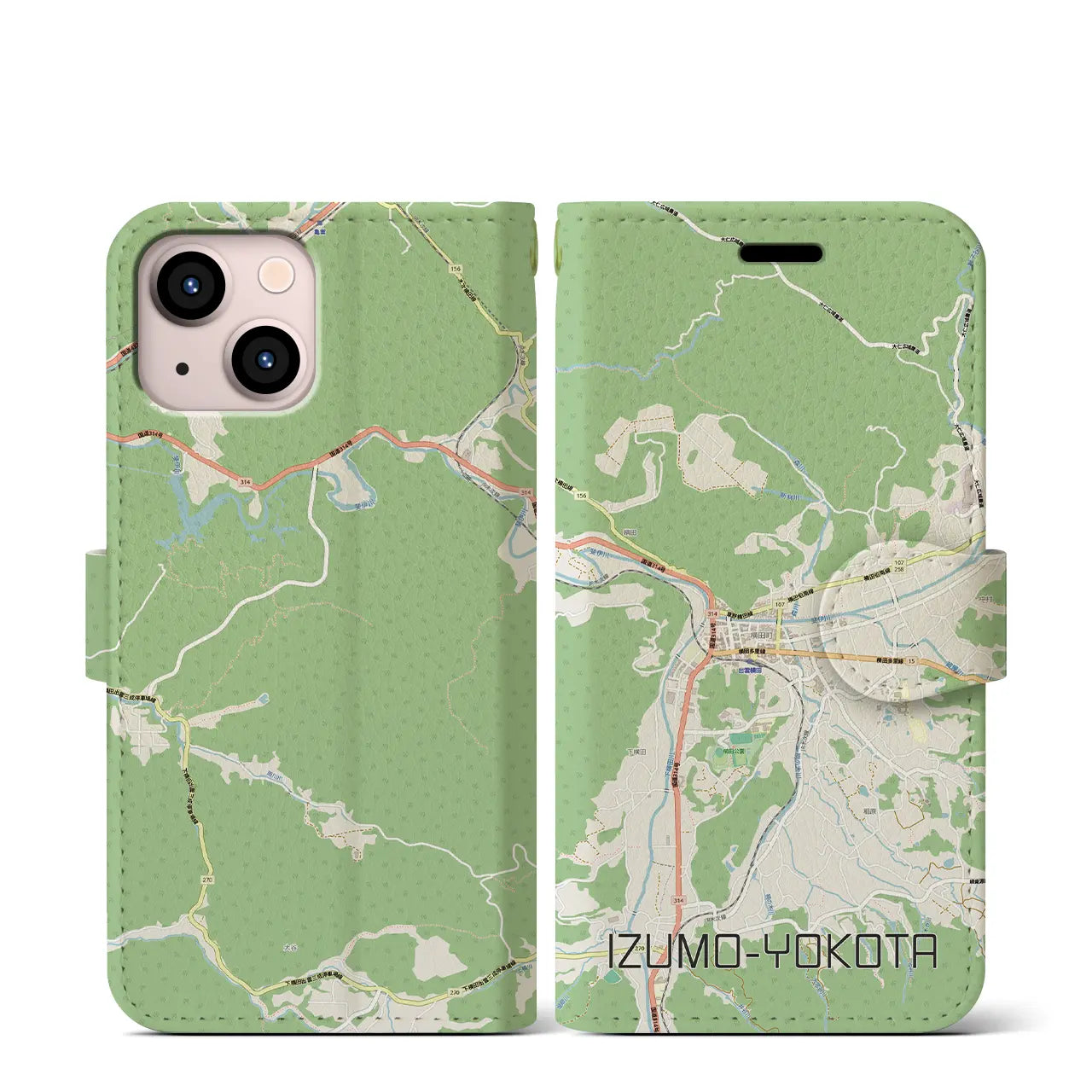 【出雲横田(島根県)】地図柄iPhoneケース(手帳タイプ)
