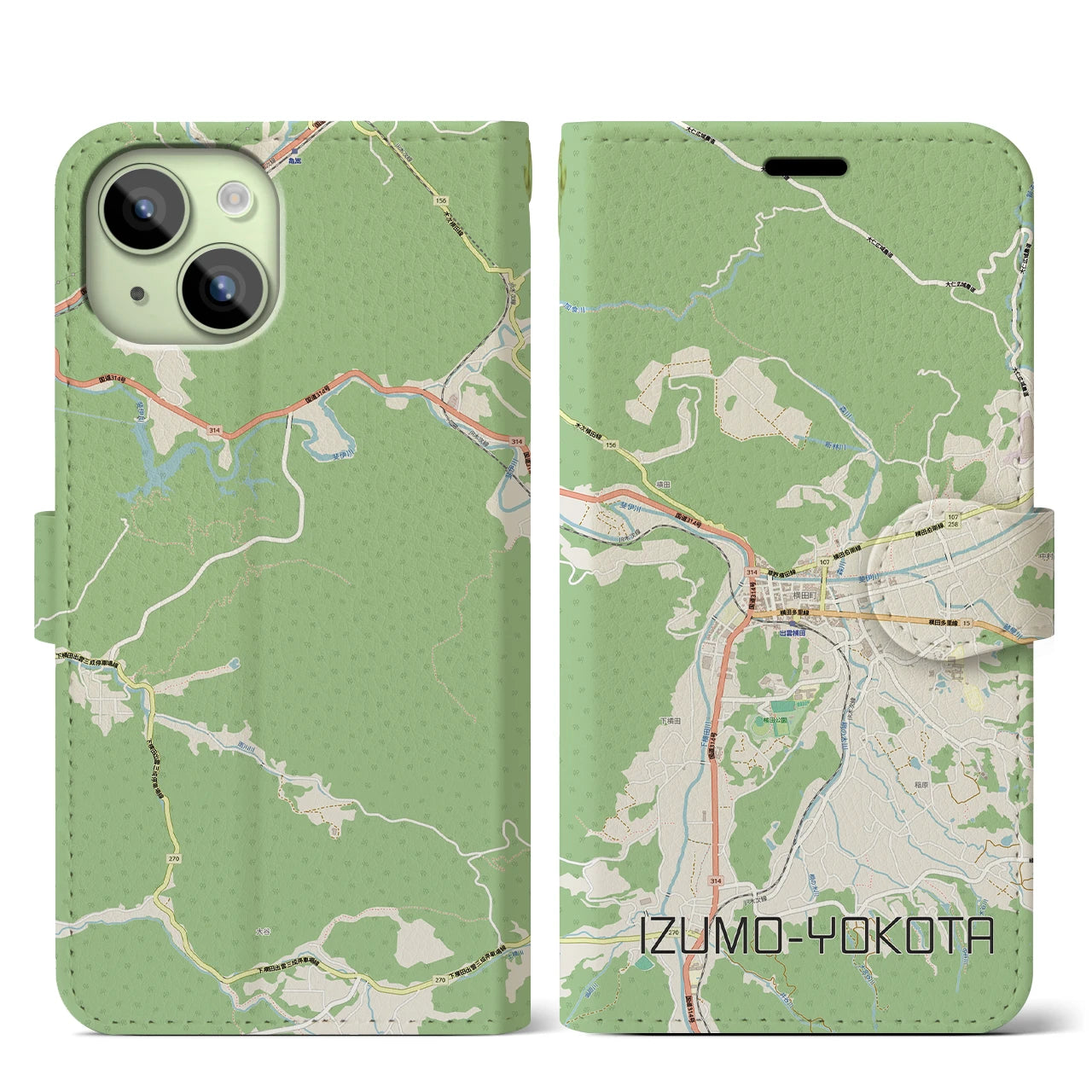 【出雲横田(島根県)】地図柄iPhoneケース(手帳タイプ)