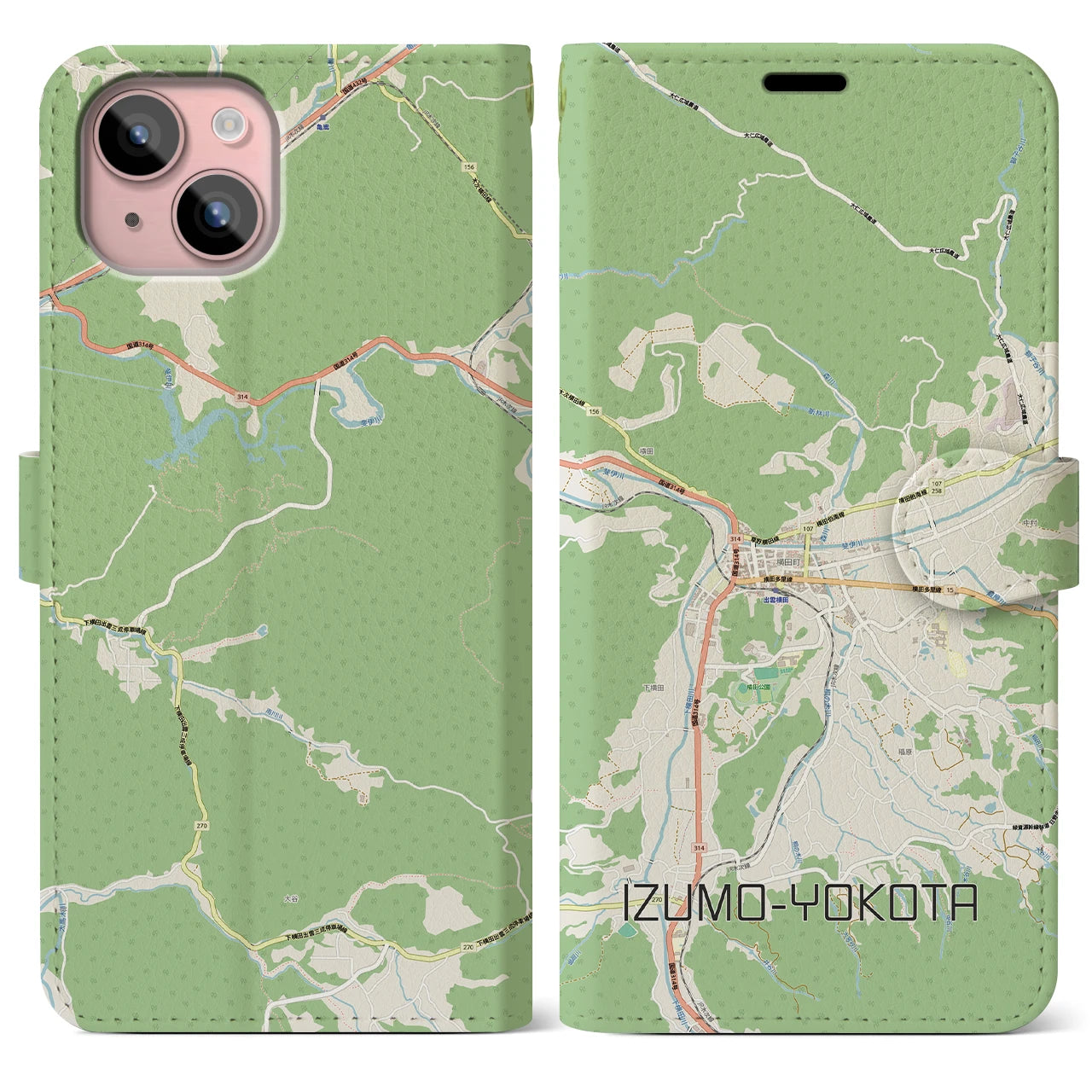 【出雲横田(島根県)】地図柄iPhoneケース(手帳タイプ)