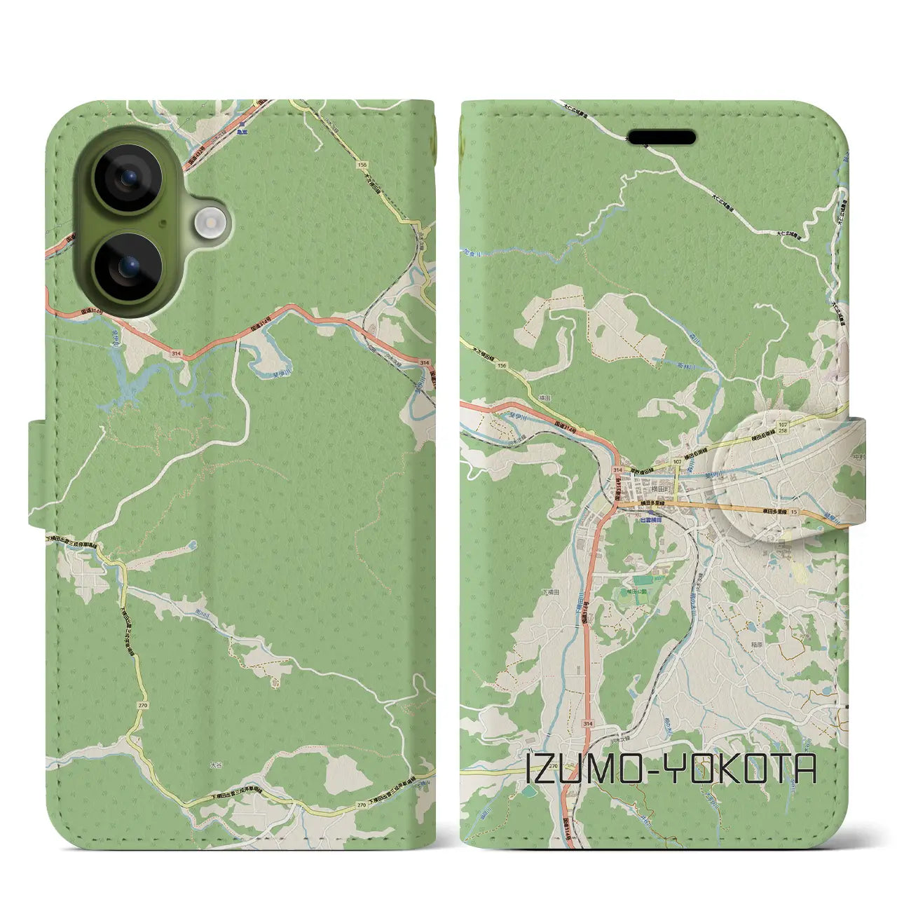 【出雲横田(島根県)】地図柄iPhoneケース(手帳タイプ)