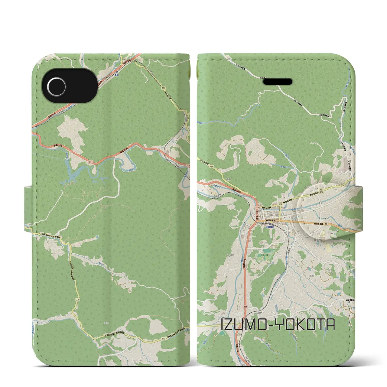 【出雲横田(島根県)】地図柄iPhoneケース(手帳タイプ)