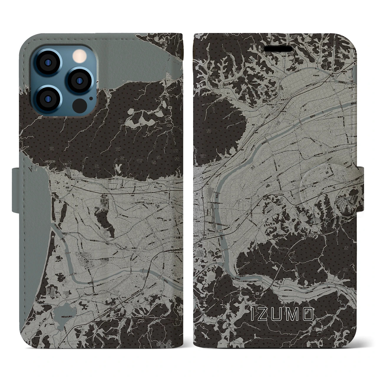 【出雲(島根県)】地図柄iPhoneケース(手帳タイプ)