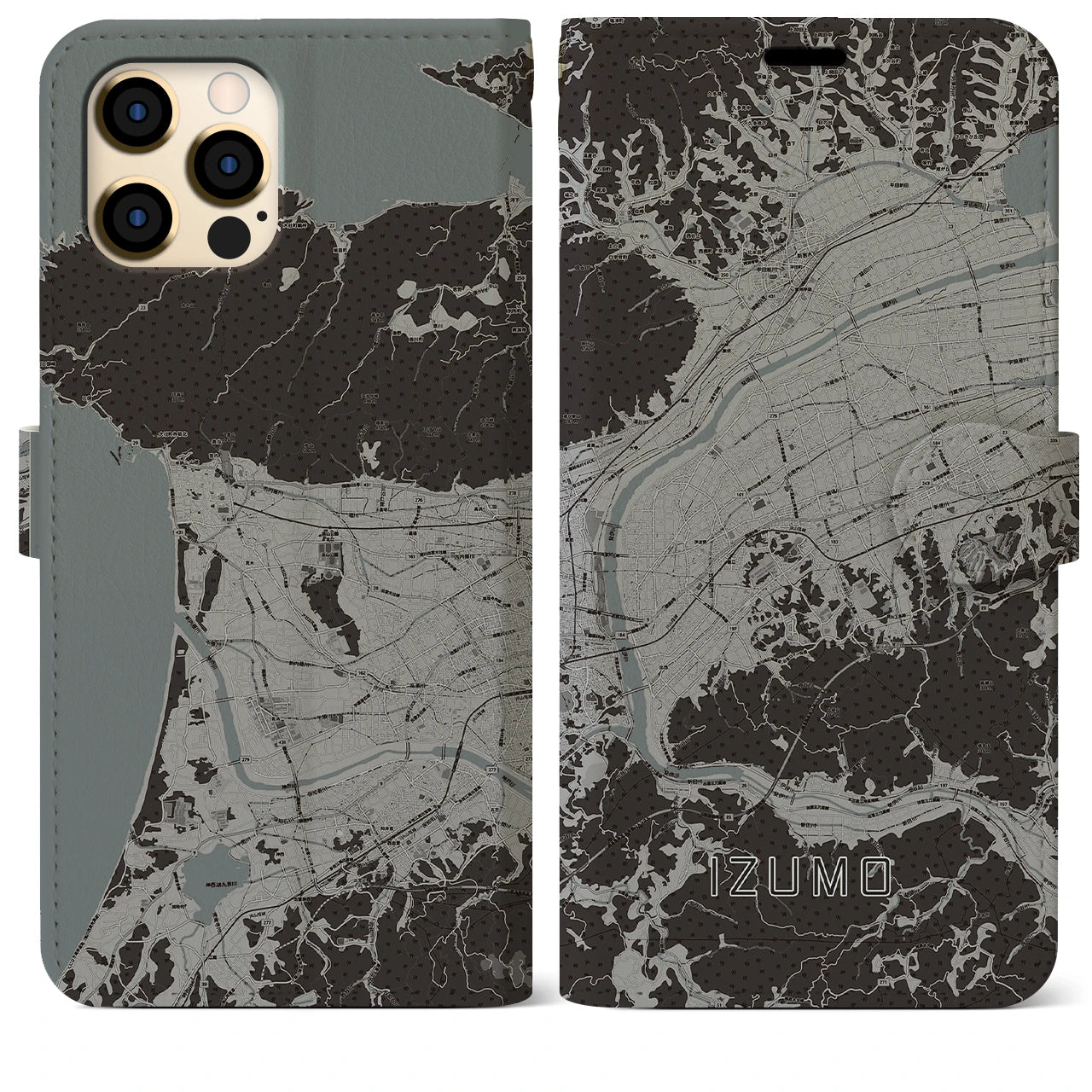 【出雲(島根県)】地図柄iPhoneケース(手帳タイプ)