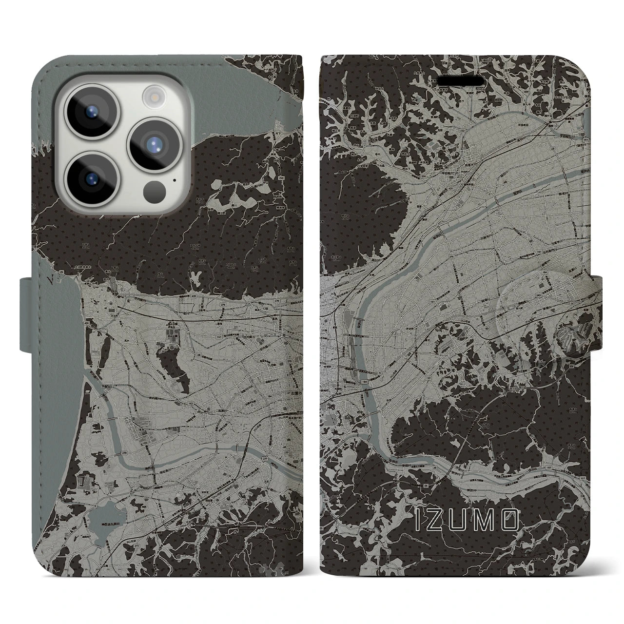 【出雲(島根県)】地図柄iPhoneケース(手帳タイプ)