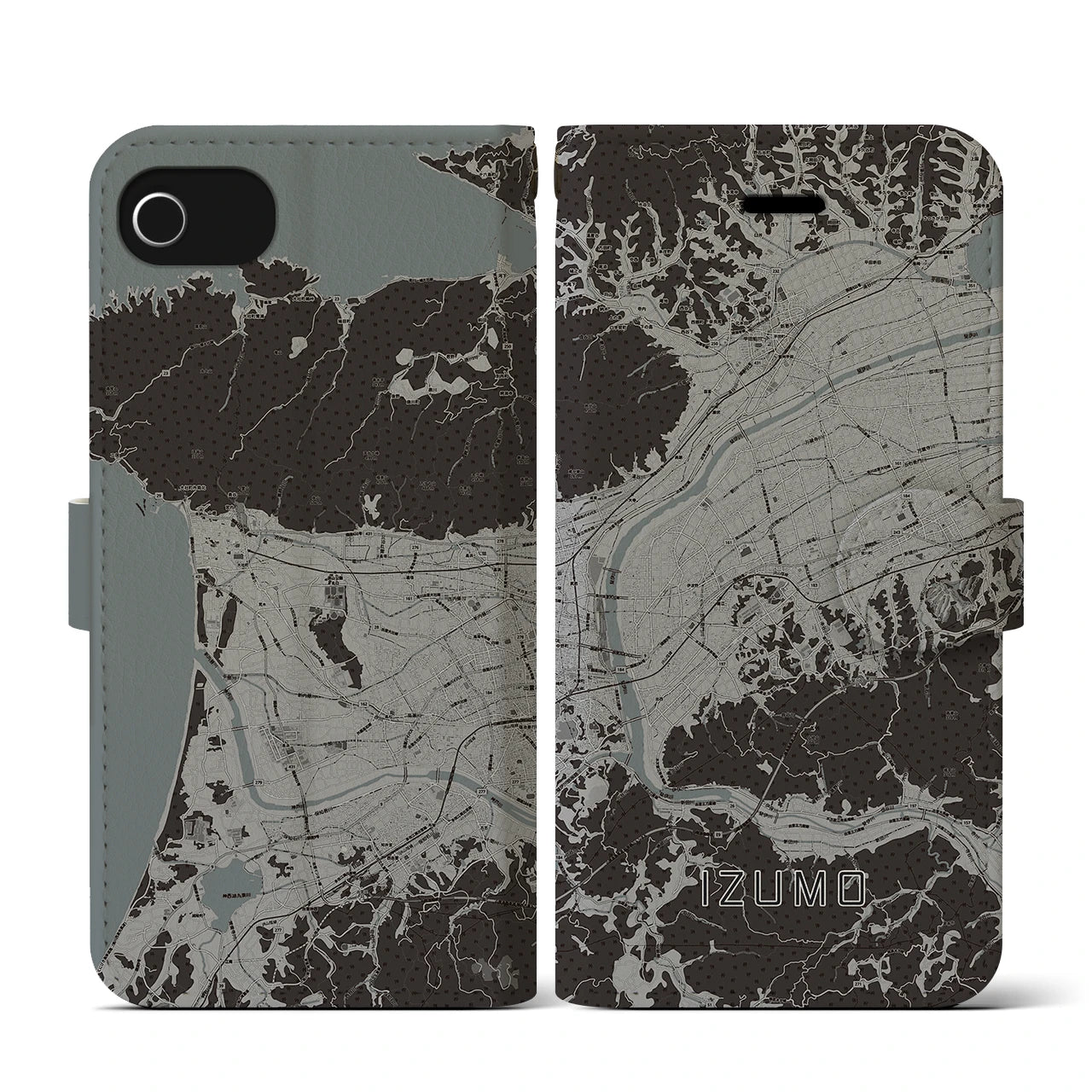 【出雲(島根県)】地図柄iPhoneケース(手帳タイプ)