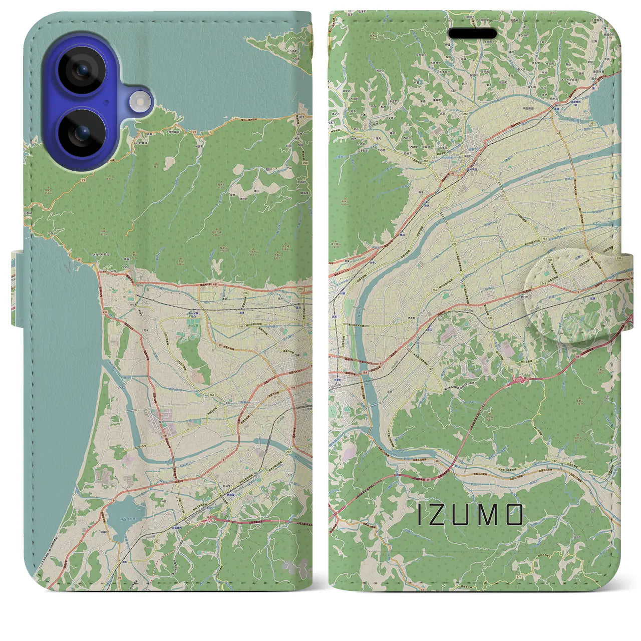 【出雲(島根県)】地図柄iPhoneケース(手帳タイプ)ナチュラル・iPhone 16 Pro Max 用