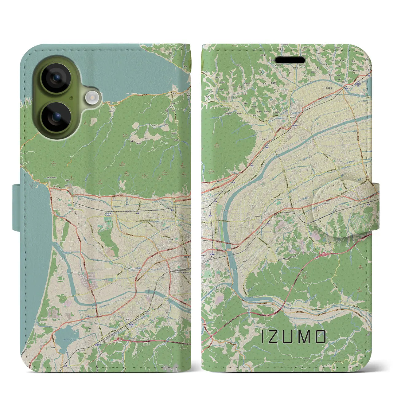 【出雲(島根県)】地図柄iPhoneケース(手帳タイプ)