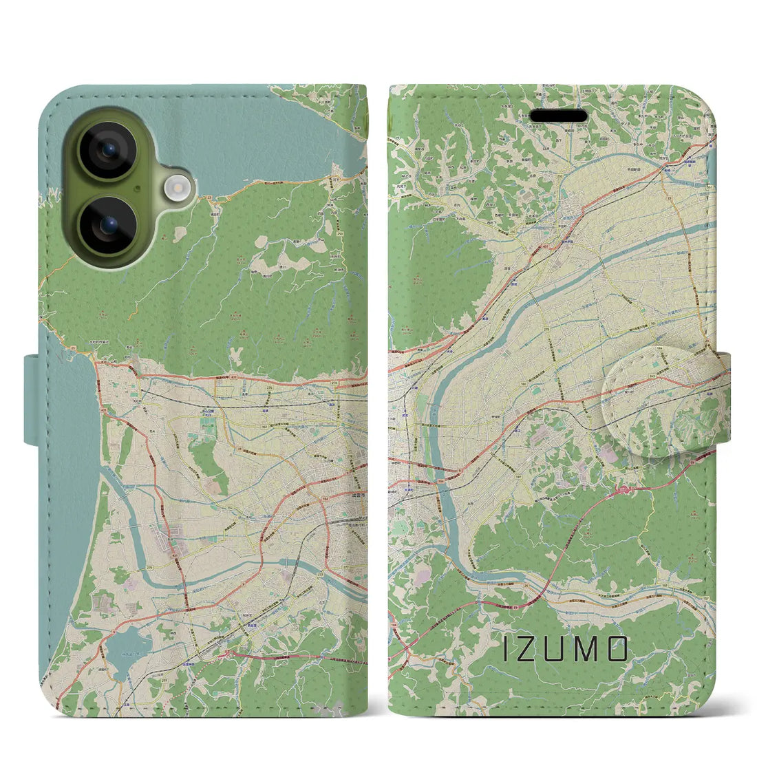 【出雲(島根県)】地図柄iPhoneケース(手帳タイプ)モノトーン・iPhone 17 Pro Max 用