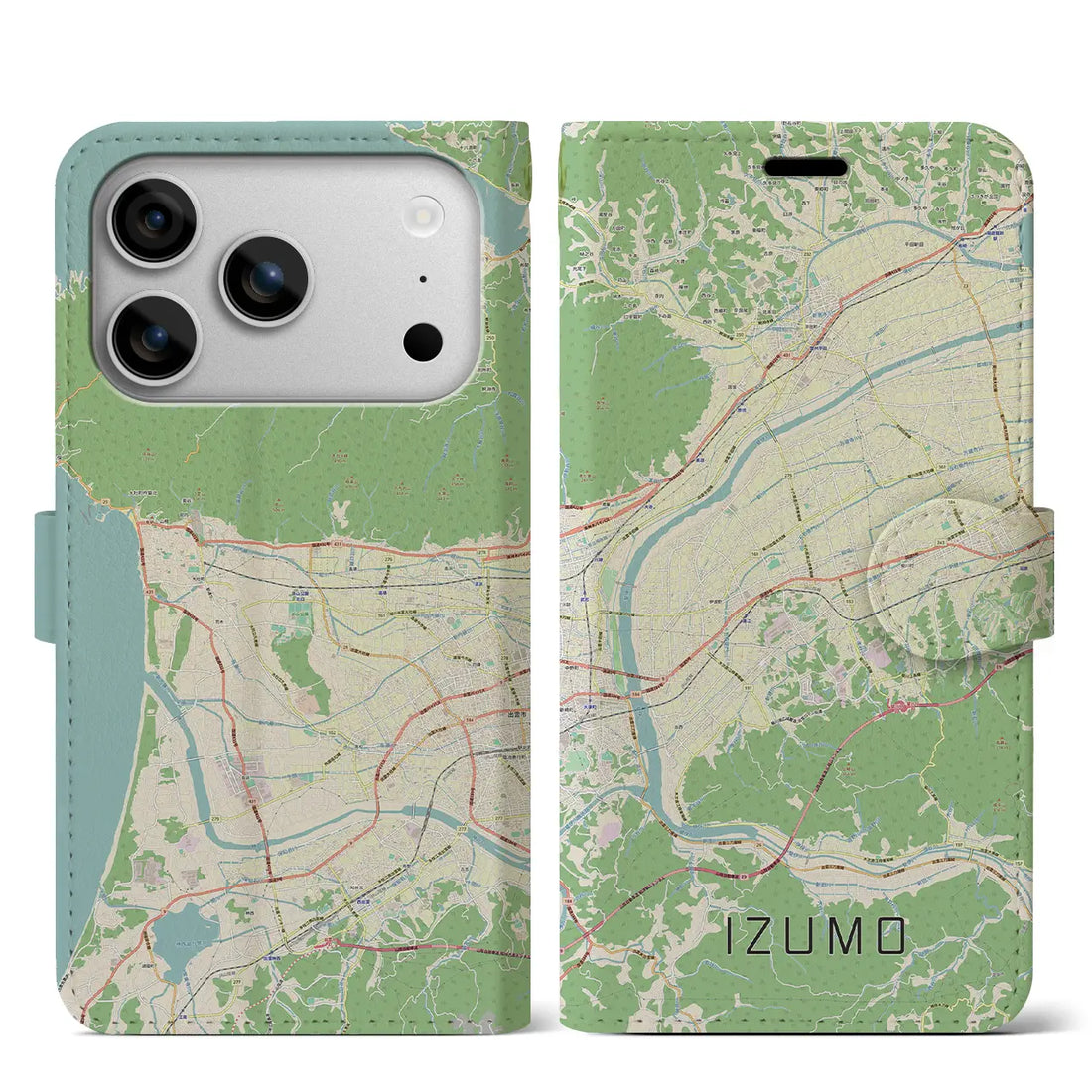 【出雲(島根県)】地図柄iPhoneケース(手帳タイプ)ナチュラル・iPhone 17 Pro Max 用