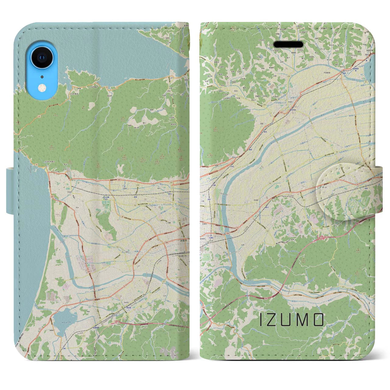 【出雲(島根県)】地図柄iPhoneケース(手帳タイプ)ナチュラル・iPhone XR 用