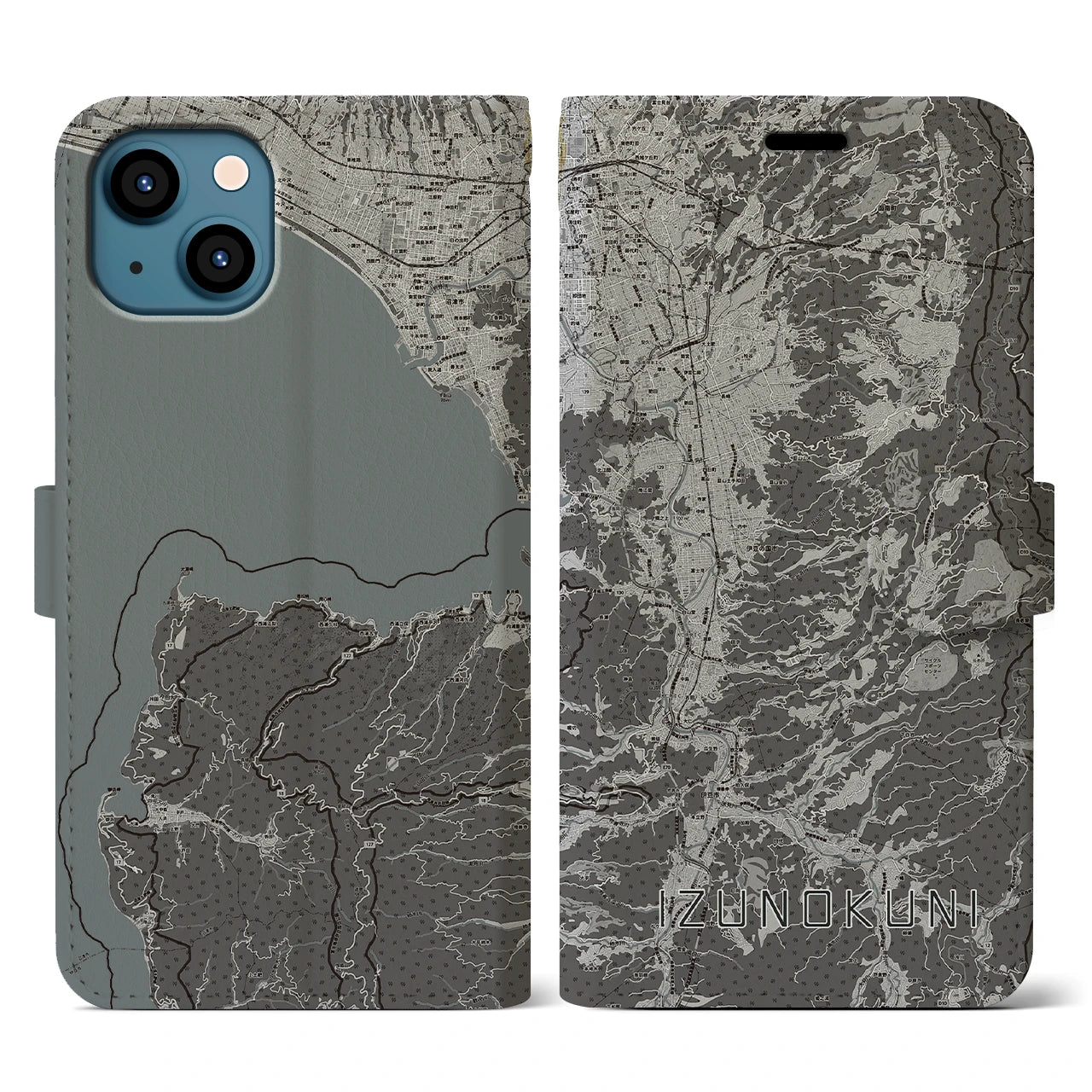 【伊豆の国(静岡県)】地図柄iPhoneケース(手帳タイプ)