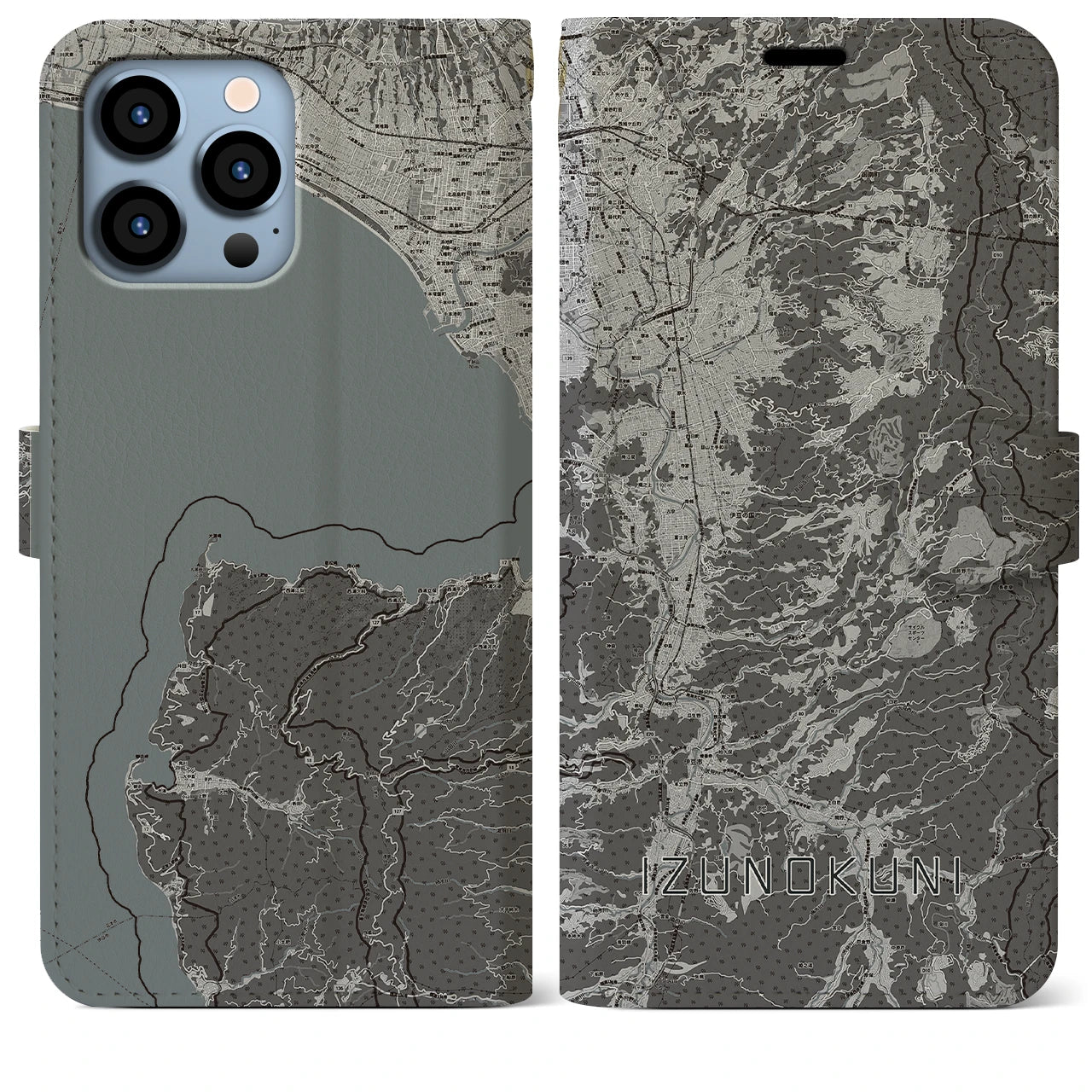 【伊豆の国(静岡県)】地図柄iPhoneケース(手帳タイプ)