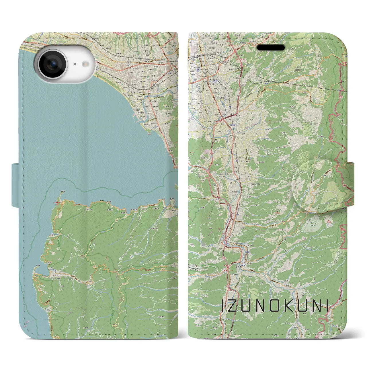 【伊豆の国(静岡県)】地図柄iPhoneケース(手帳タイプ)