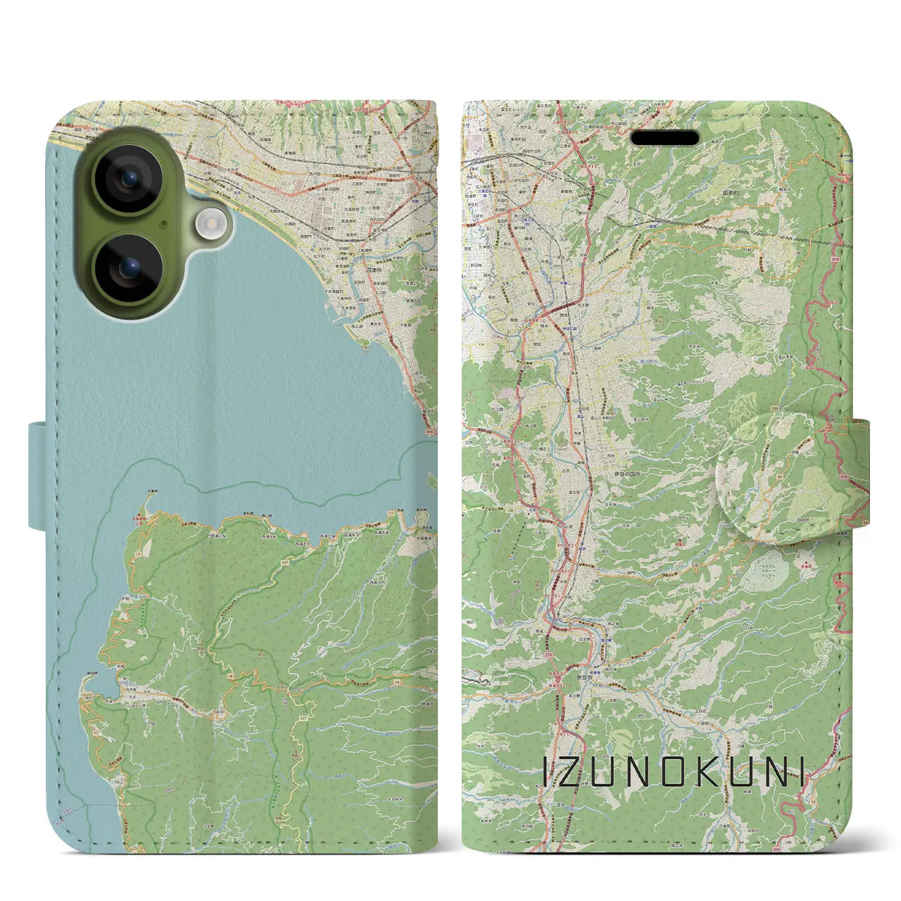【伊豆の国(静岡県)】地図柄iPhoneケース(手帳タイプ)モノトーン・iPhone 17 Pro Max 用