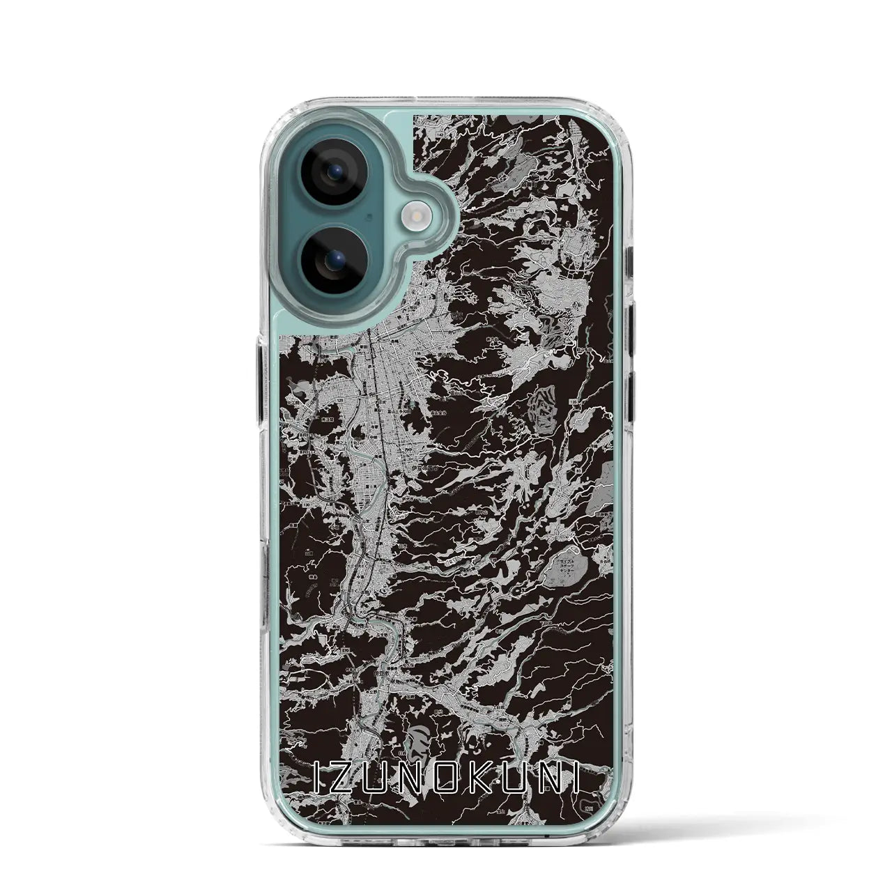 【伊豆の国(静岡県)】地図柄iPhoneケース(MagSafeタイプ)モノトーン・iPhone 16 Pro 用