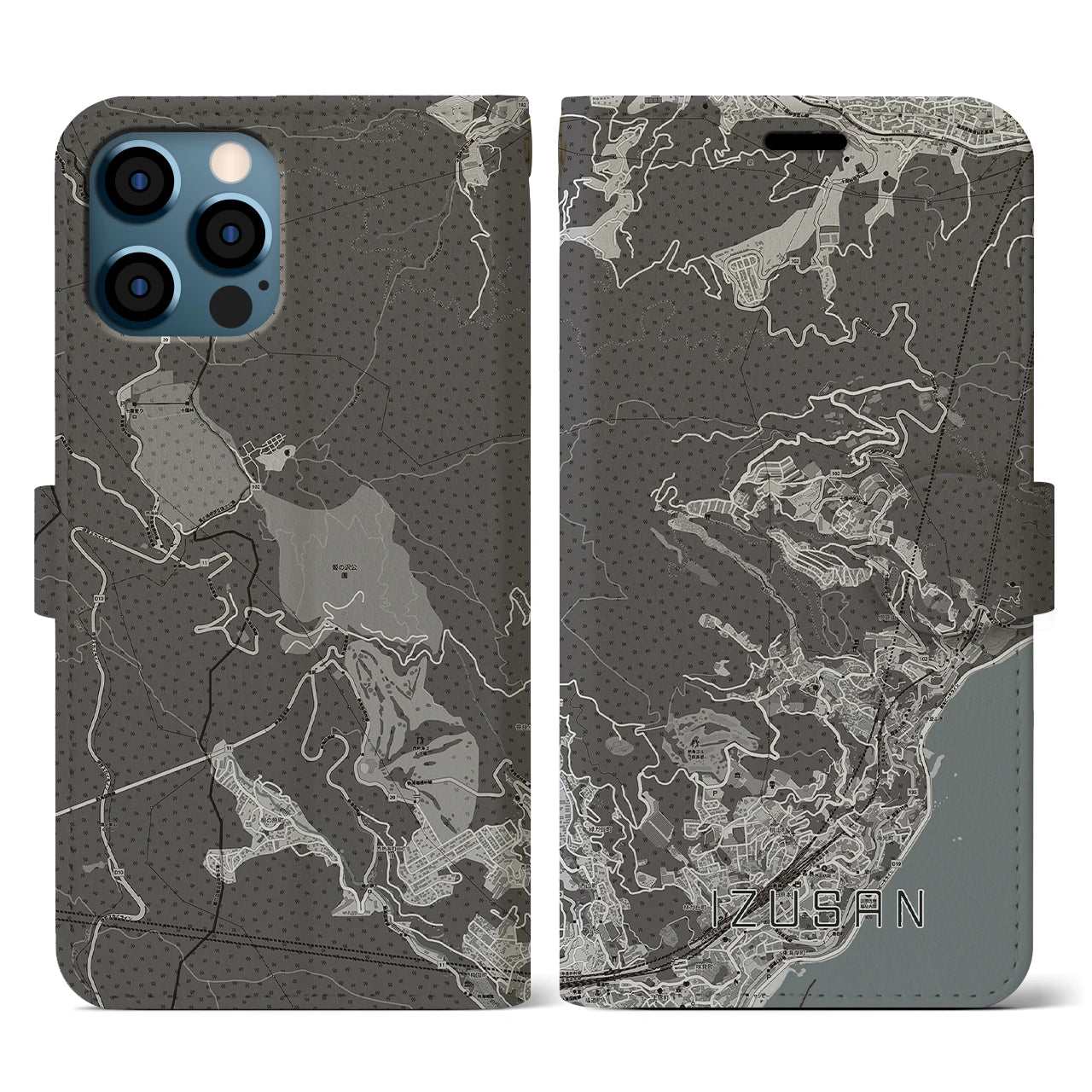 【伊豆山(静岡県)】地図柄iPhoneケース(手帳タイプ)
