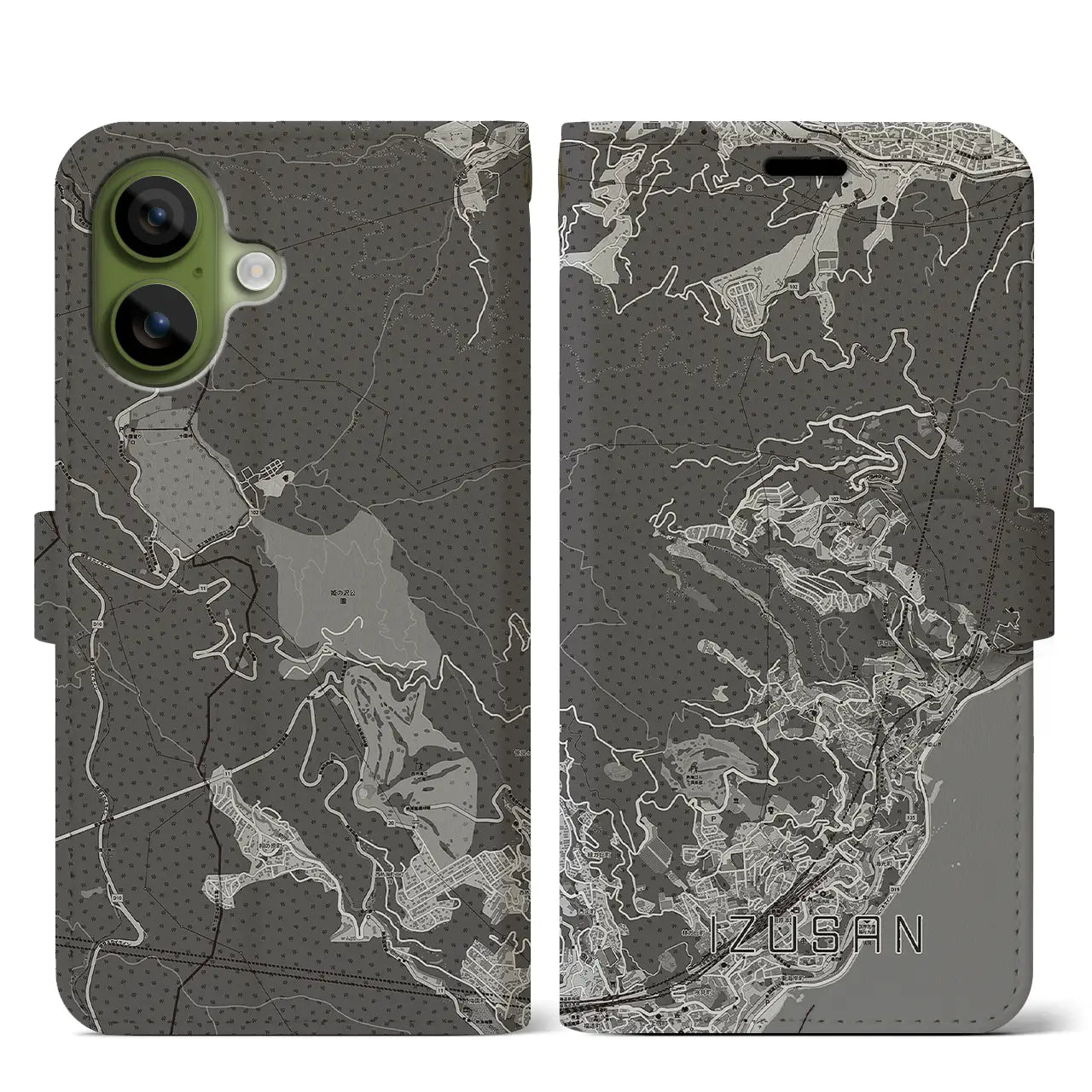 【伊豆山(静岡県)】地図柄iPhoneケース(手帳タイプ)