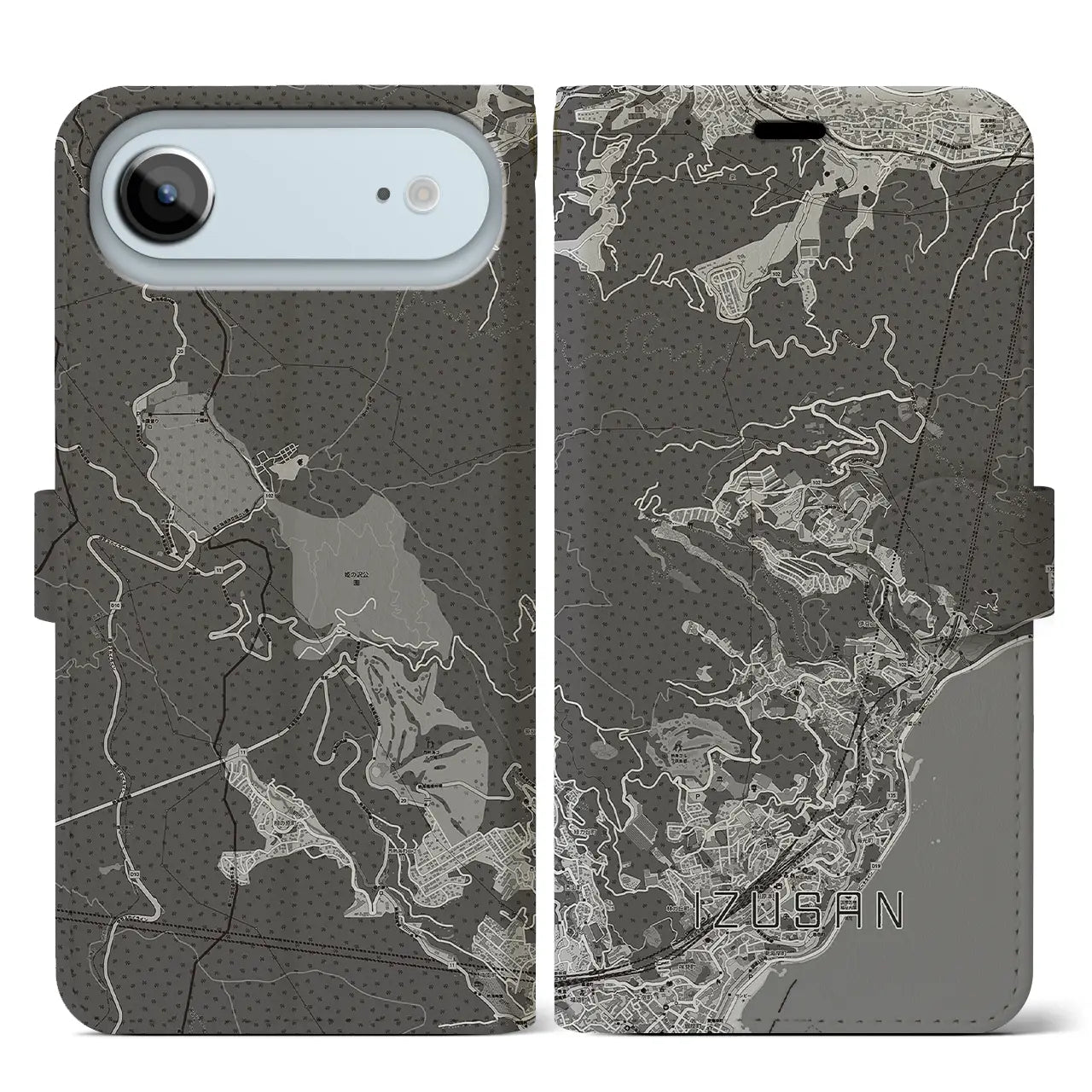 【伊豆山(静岡県)】地図柄iPhoneケース(手帳タイプ)