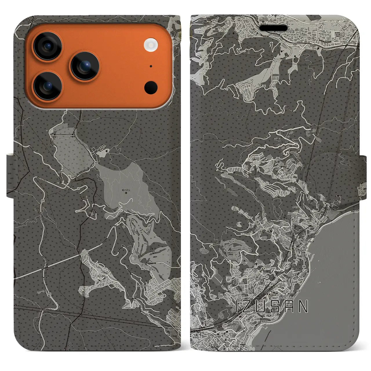 【伊豆山(静岡県)】地図柄iPhoneケース(手帳タイプ)