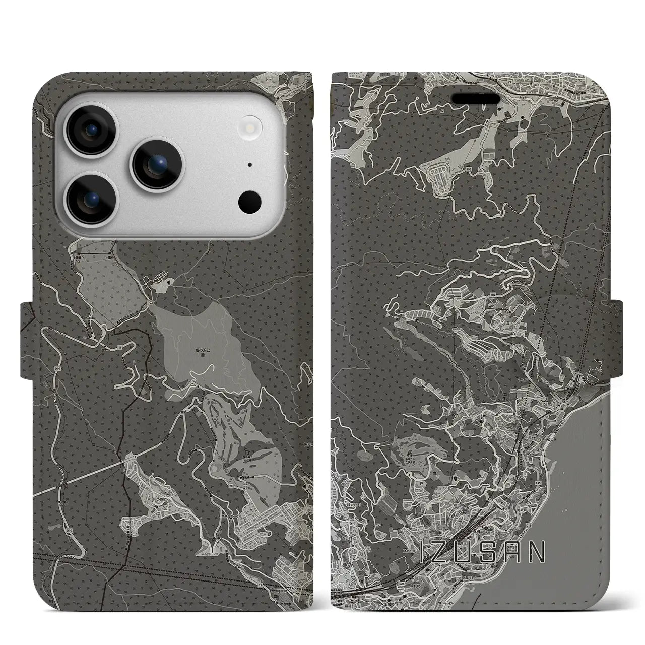 【伊豆山(静岡県)】地図柄iPhoneケース(手帳タイプ)