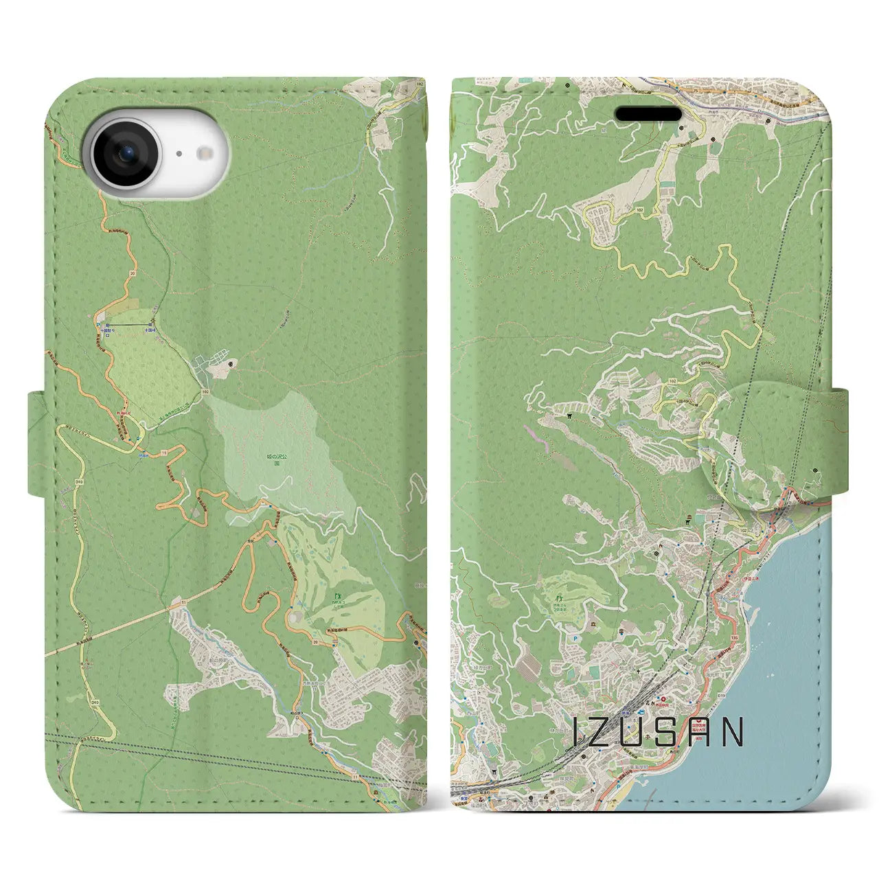 【伊豆山(静岡県)】地図柄iPhoneケース(手帳タイプ)
