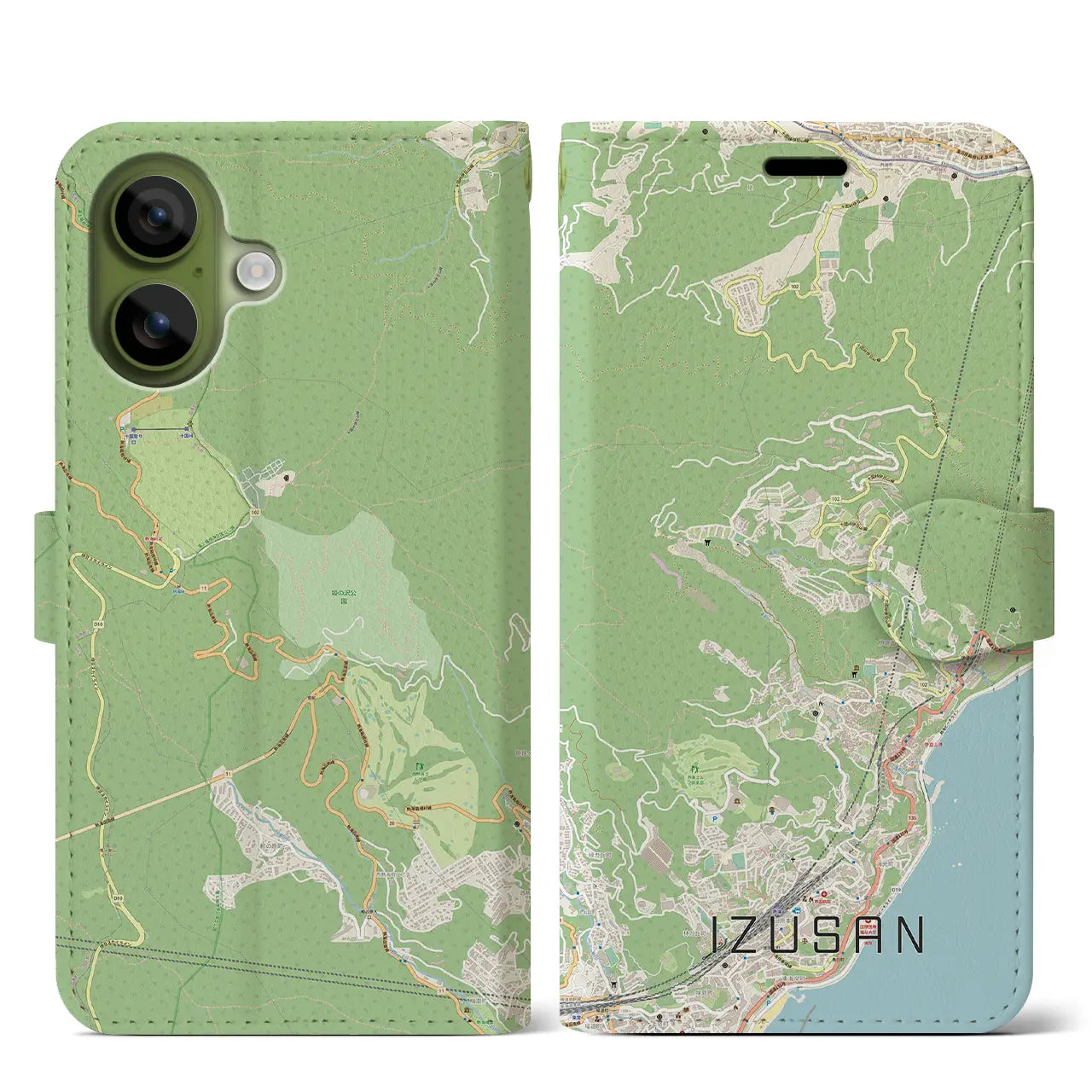 【伊豆山(静岡県)】地図柄iPhoneケース(手帳タイプ)