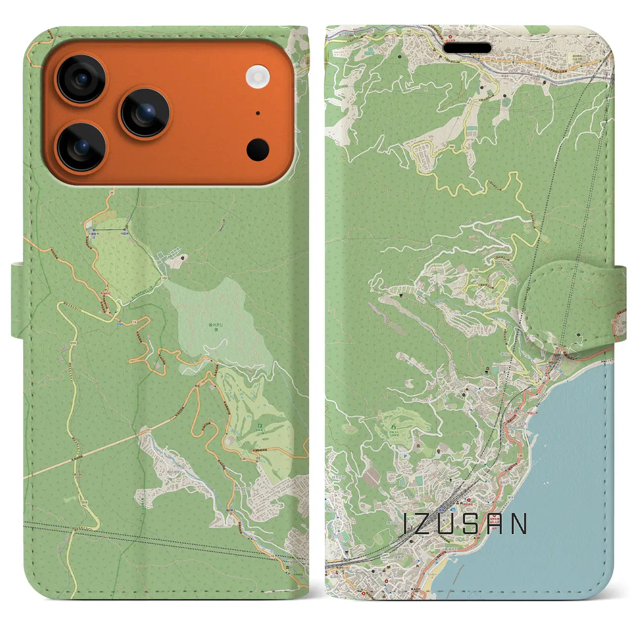 【伊豆山(静岡県)】地図柄iPhoneケース(手帳タイプ)