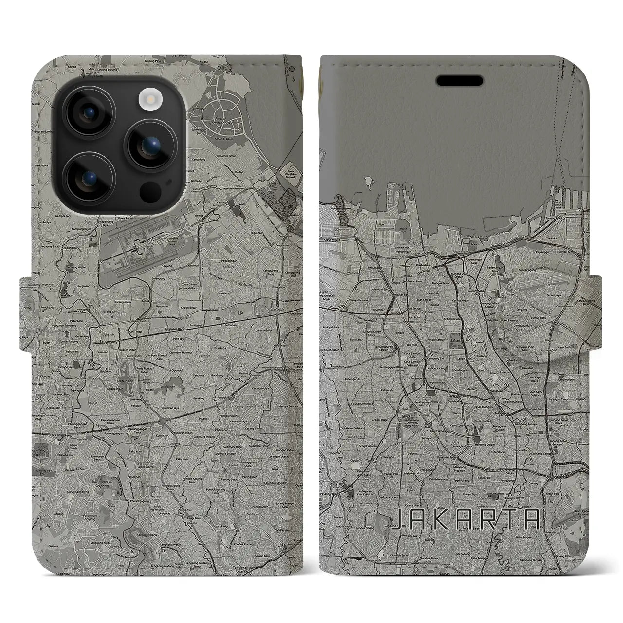 【ジャカルタ(インドネシア)】地図柄iPhoneケース(手帳タイプ)