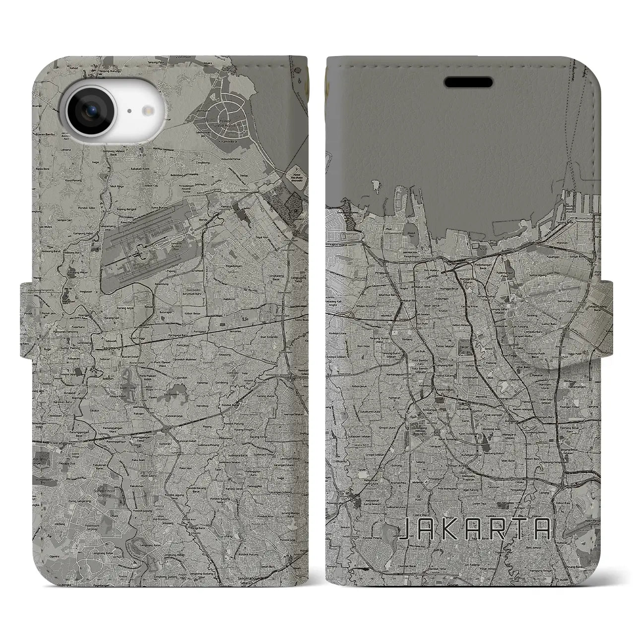 【ジャカルタ(インドネシア)】地図柄iPhoneケース(手帳タイプ)