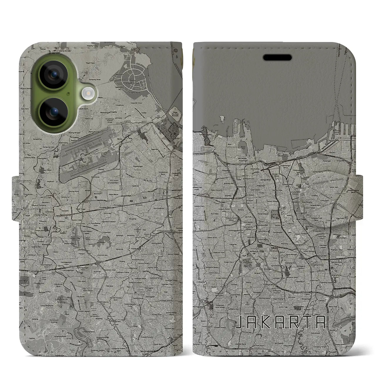 【ジャカルタ(インドネシア)】地図柄iPhoneケース(手帳タイプ)