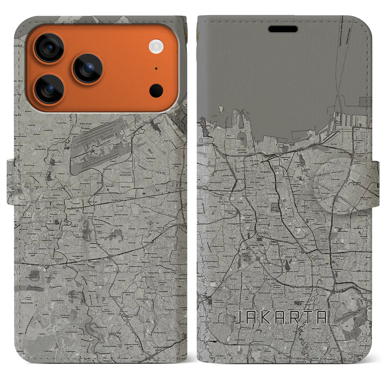 【ジャカルタ(インドネシア)】地図柄iPhoneケース(手帳タイプ)