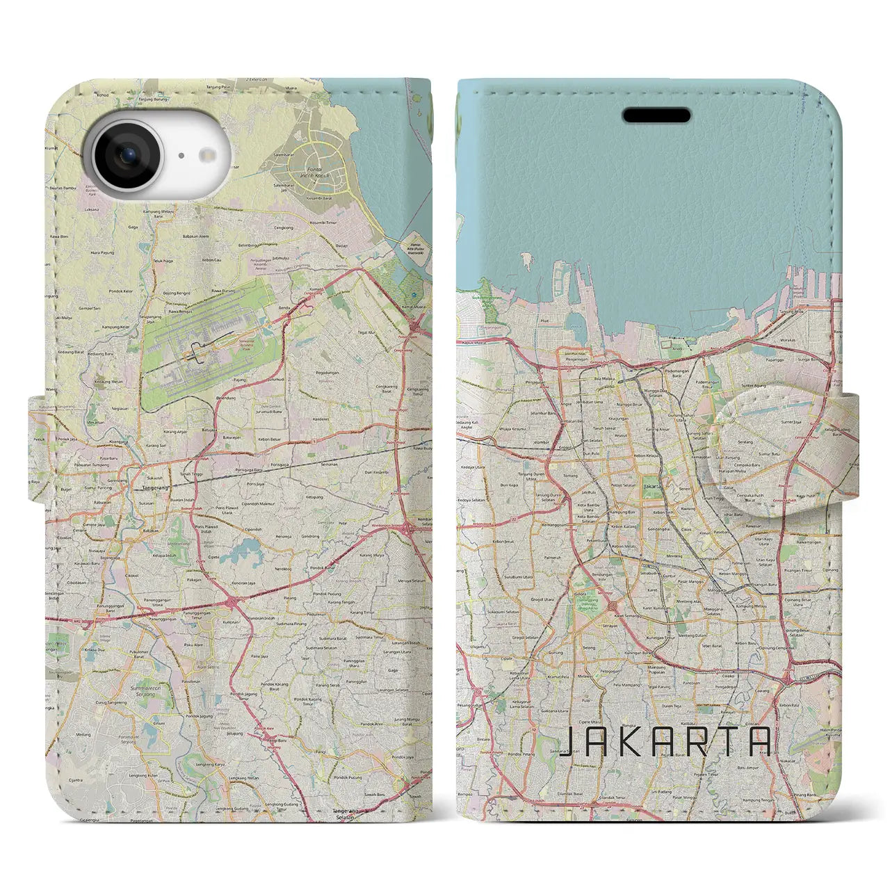 【ジャカルタ(インドネシア)】地図柄iPhoneケース(手帳タイプ)