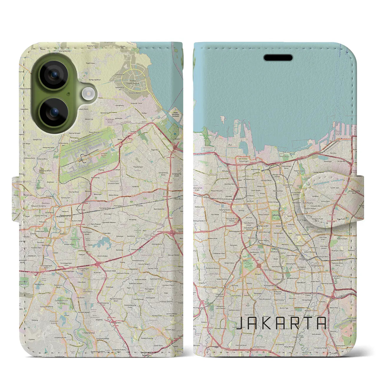 【ジャカルタ(インドネシア)】地図柄iPhoneケース(手帳タイプ)