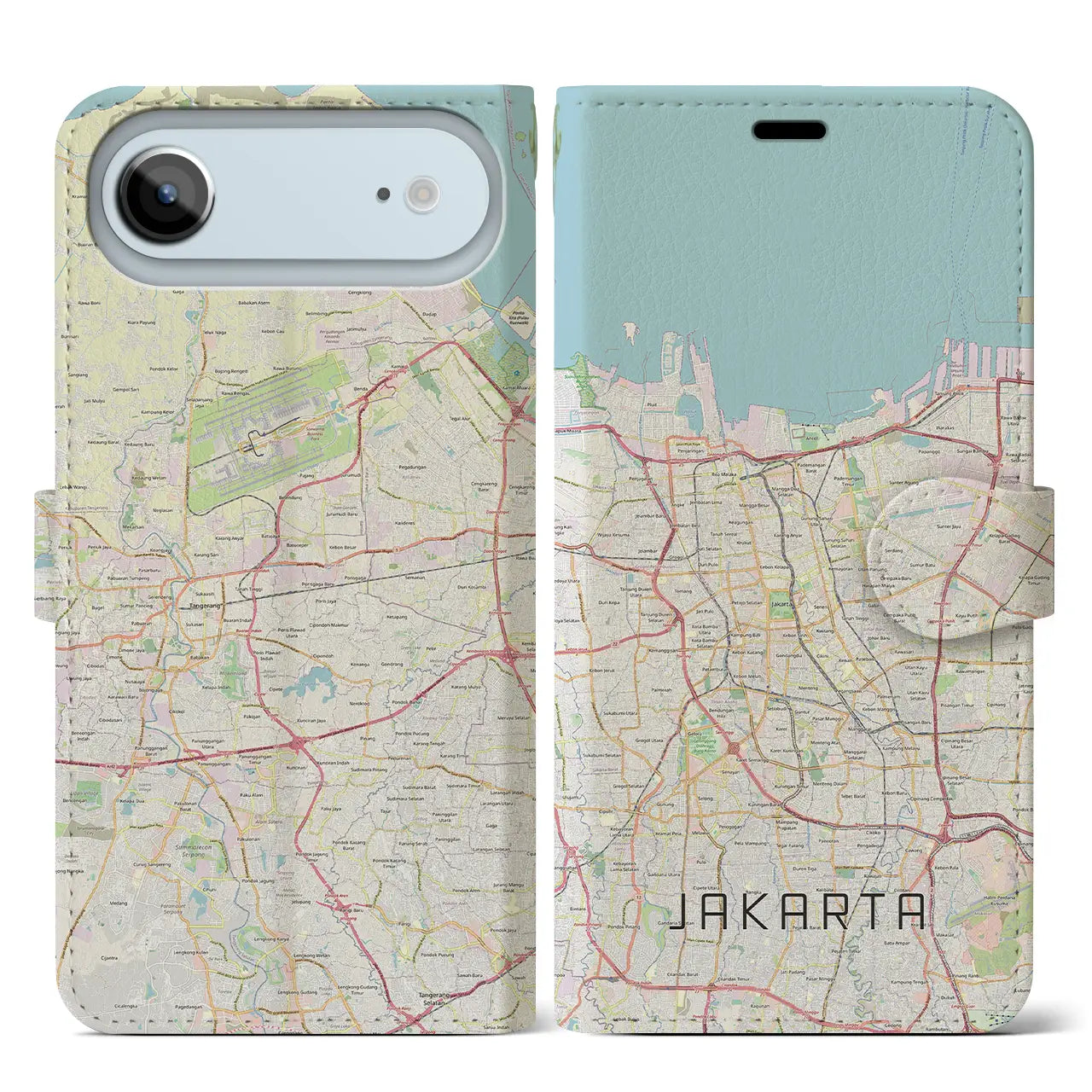 【ジャカルタ(インドネシア)】地図柄iPhoneケース(手帳タイプ)