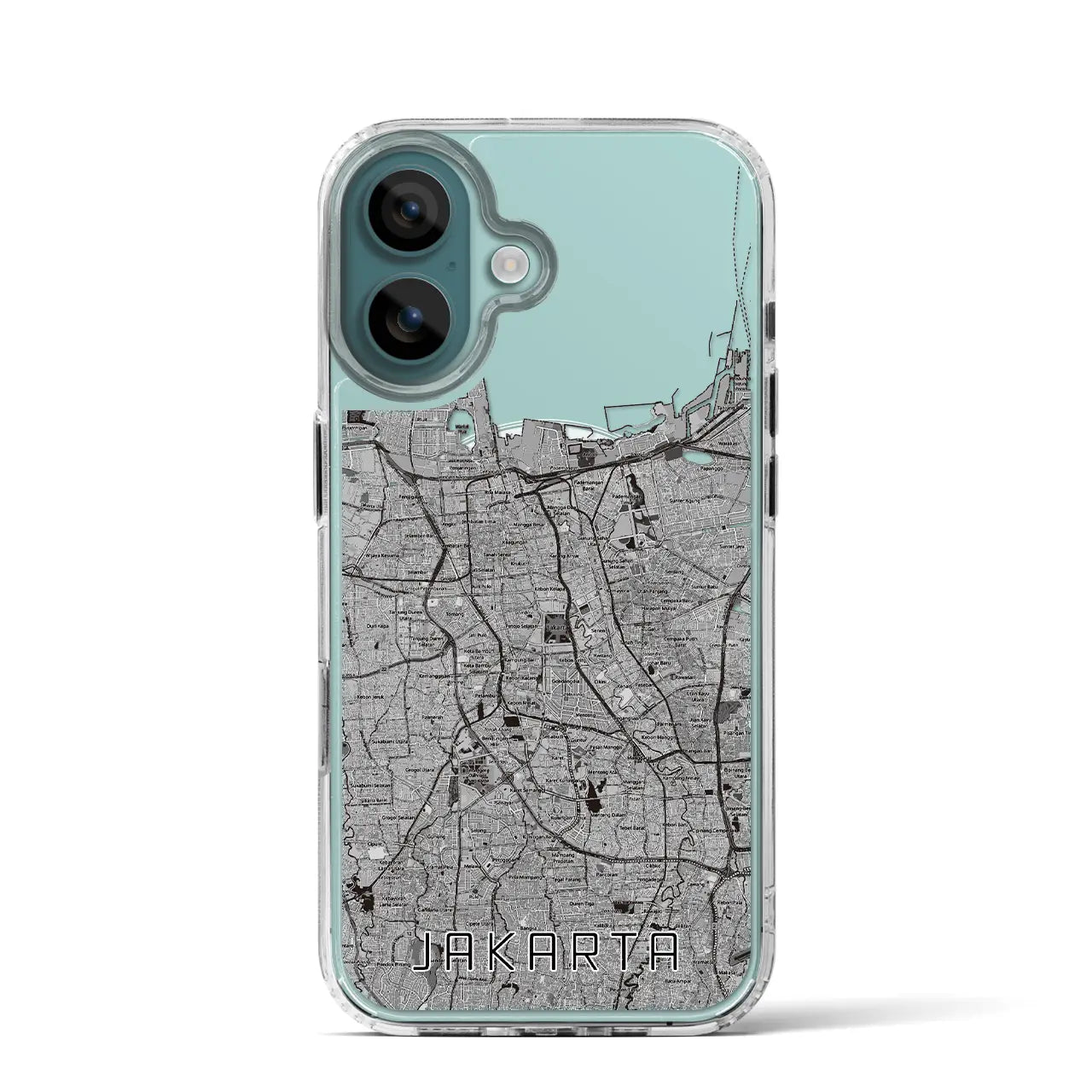 【ジャカルタ(インドネシア)】地図柄iPhoneケース(MagSafeタイプ)モノトーン・iPhone 16 Pro 用