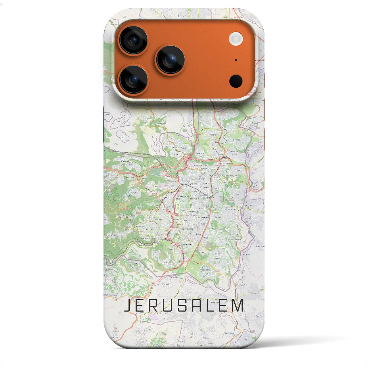 【エルサレム(イスラエル)】地図柄iPhoneケース(バックカバータイプ)ブラック・iPhone 17 Pro Max 用