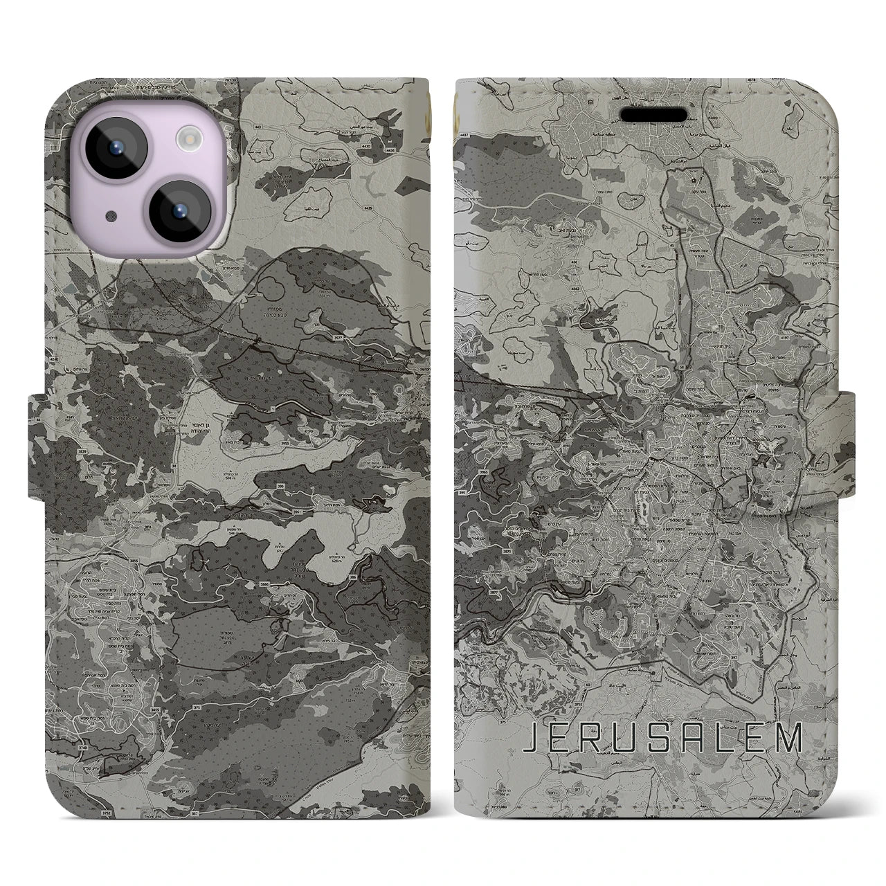 【エルサレム(イスラエル)】地図柄iPhoneケース(手帳タイプ)