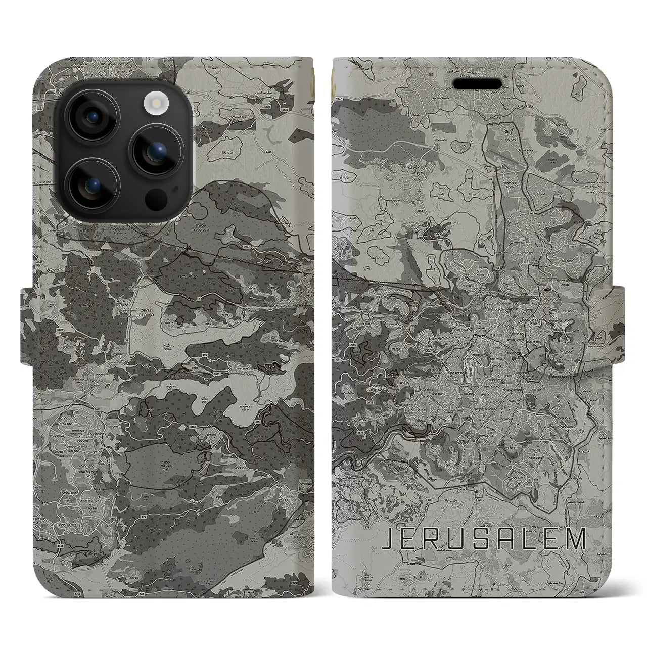 【エルサレム(イスラエル)】地図柄iPhoneケース(手帳タイプ)