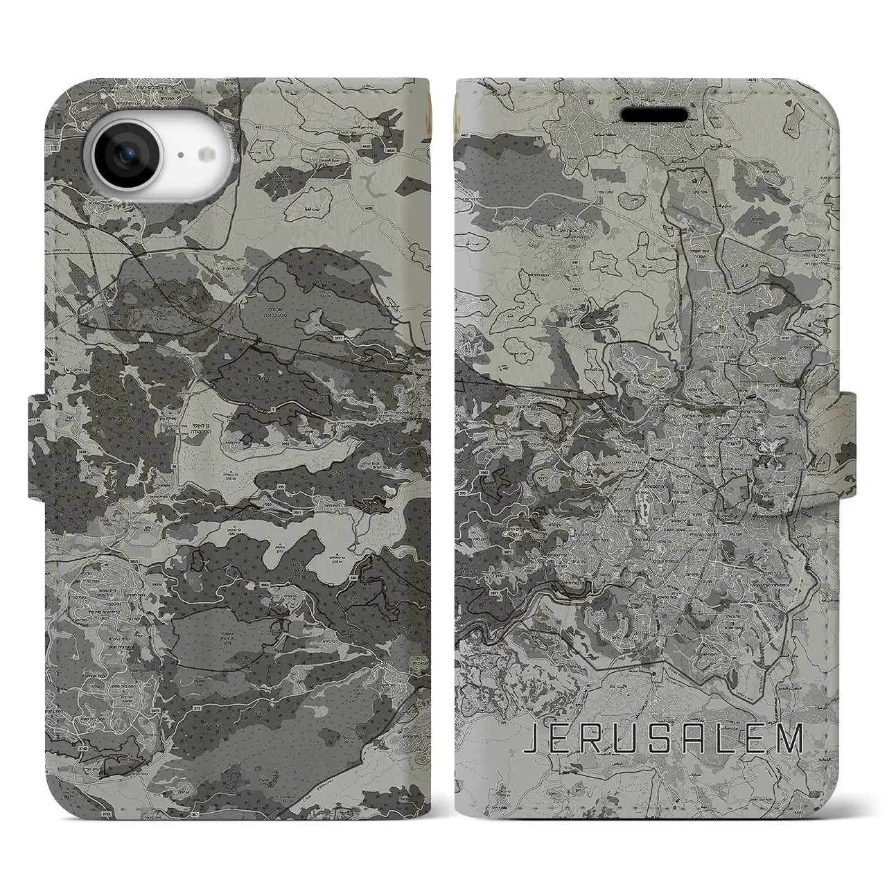 【エルサレム(イスラエル)】地図柄iPhoneケース(手帳タイプ)