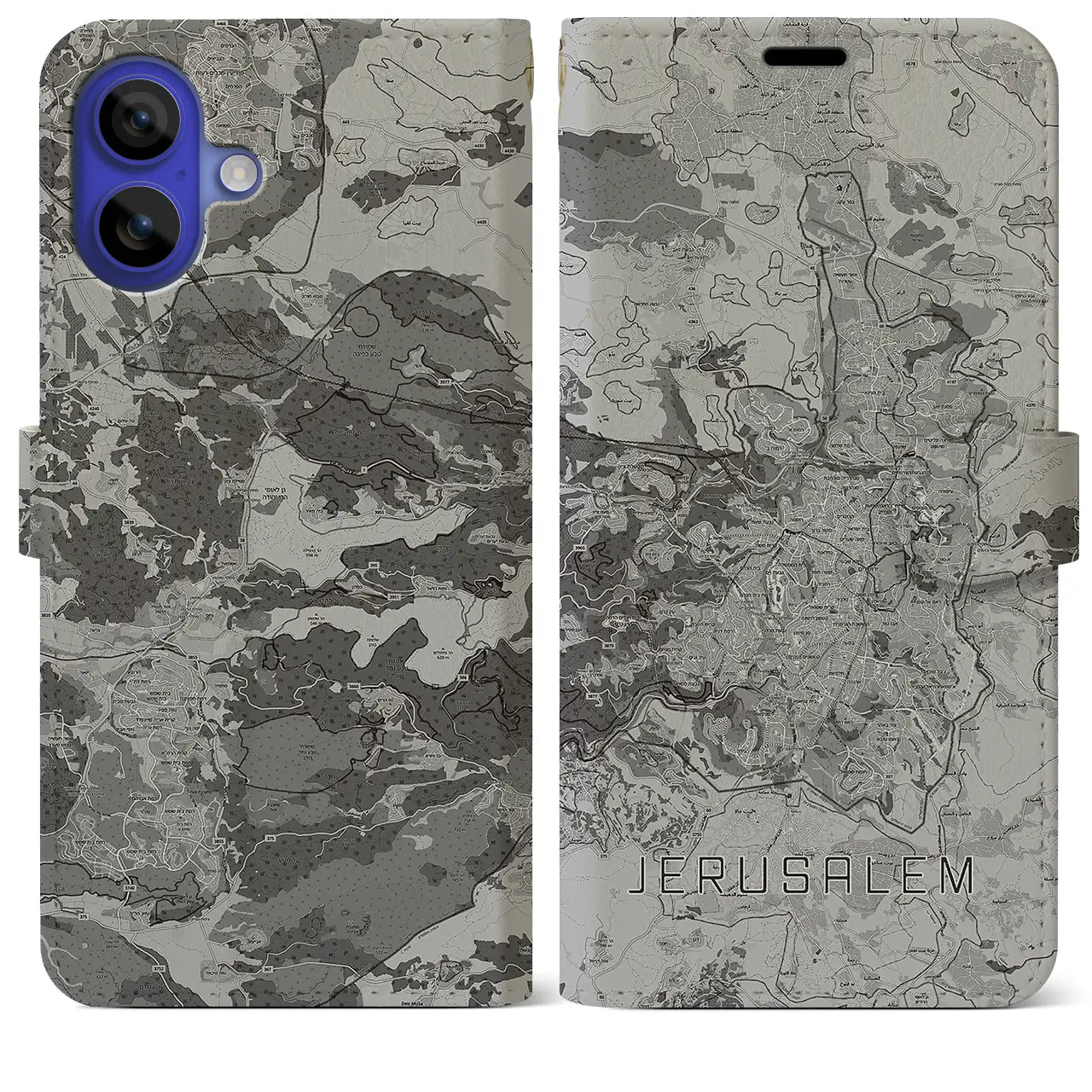 【エルサレム(イスラエル)】地図柄iPhoneケース(手帳タイプ)