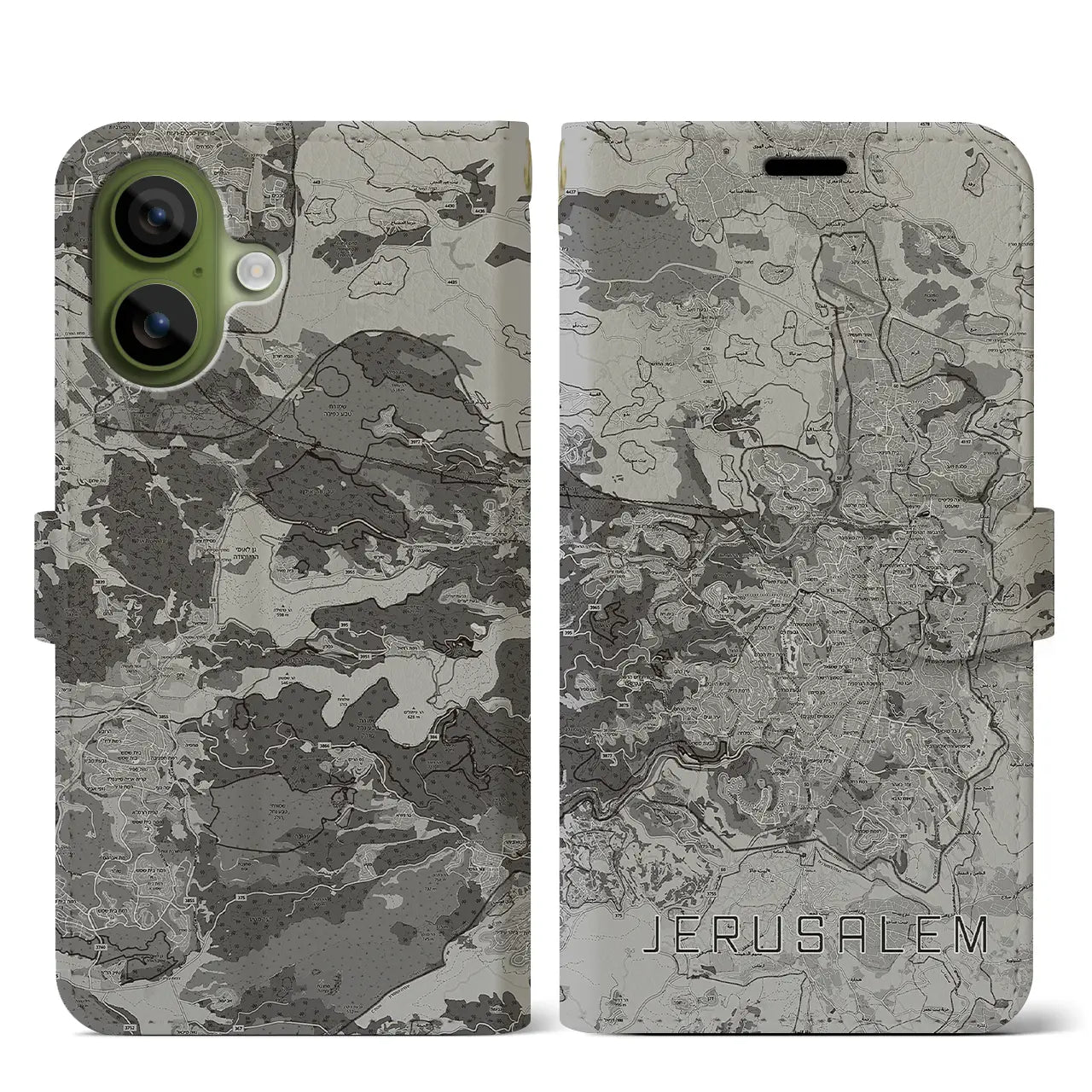 【エルサレム(イスラエル)】地図柄iPhoneケース(手帳タイプ)