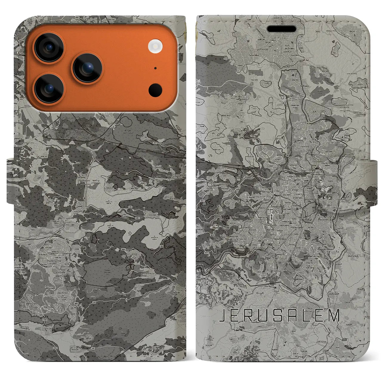 【エルサレム(イスラエル)】地図柄iPhoneケース(手帳タイプ)
