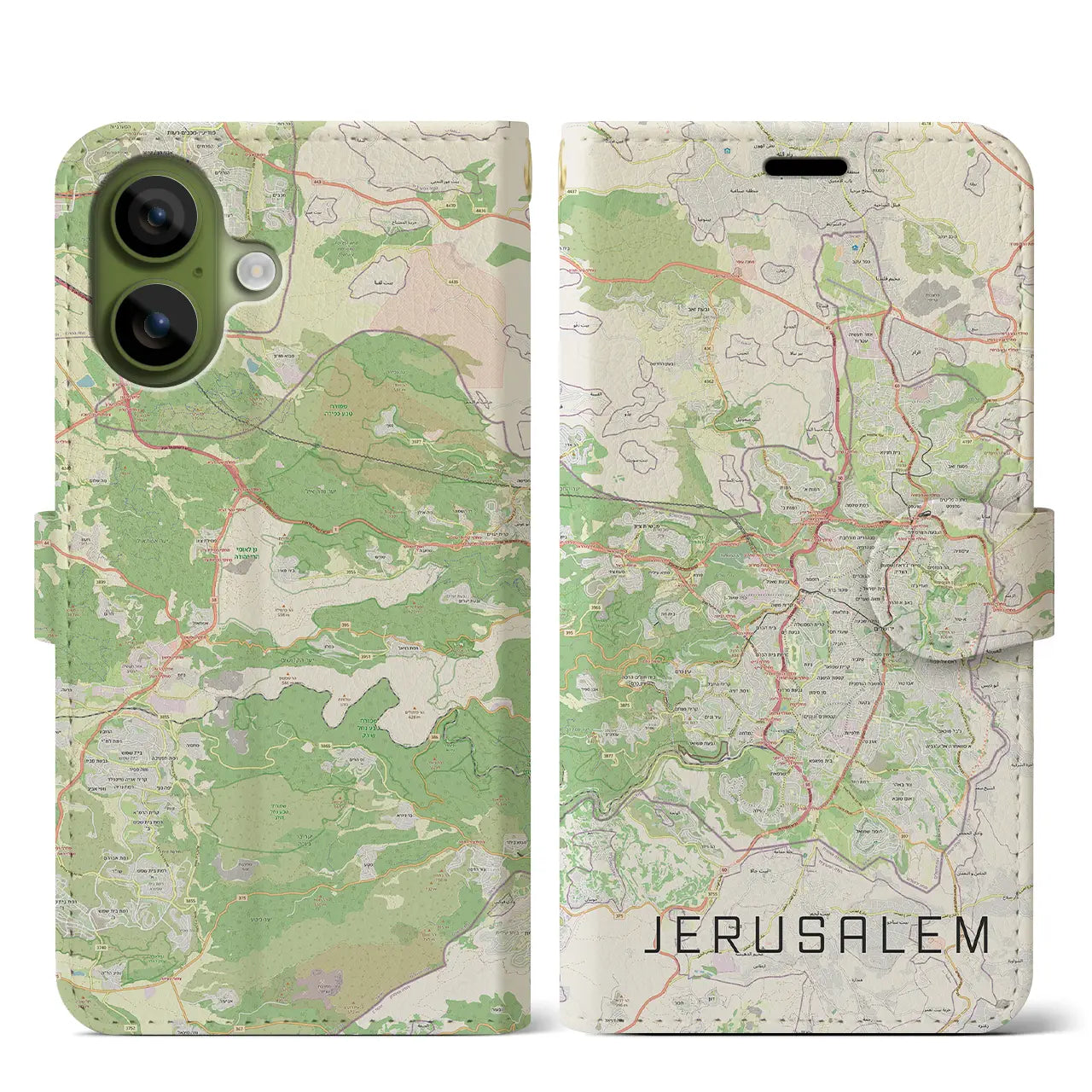 【エルサレム(イスラエル)】地図柄iPhoneケース(手帳タイプ)